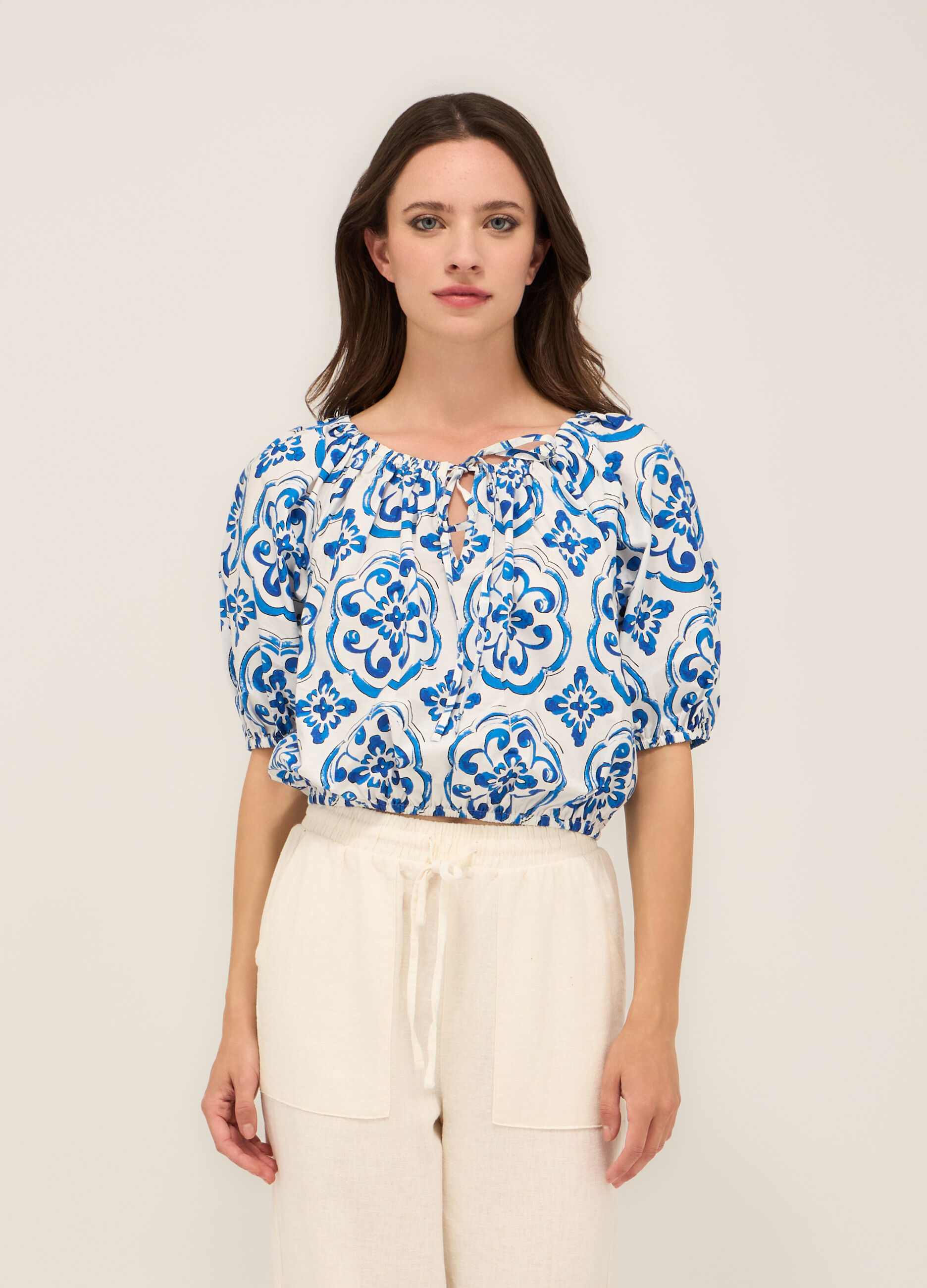 Blusa in popeline di puro cotone donna