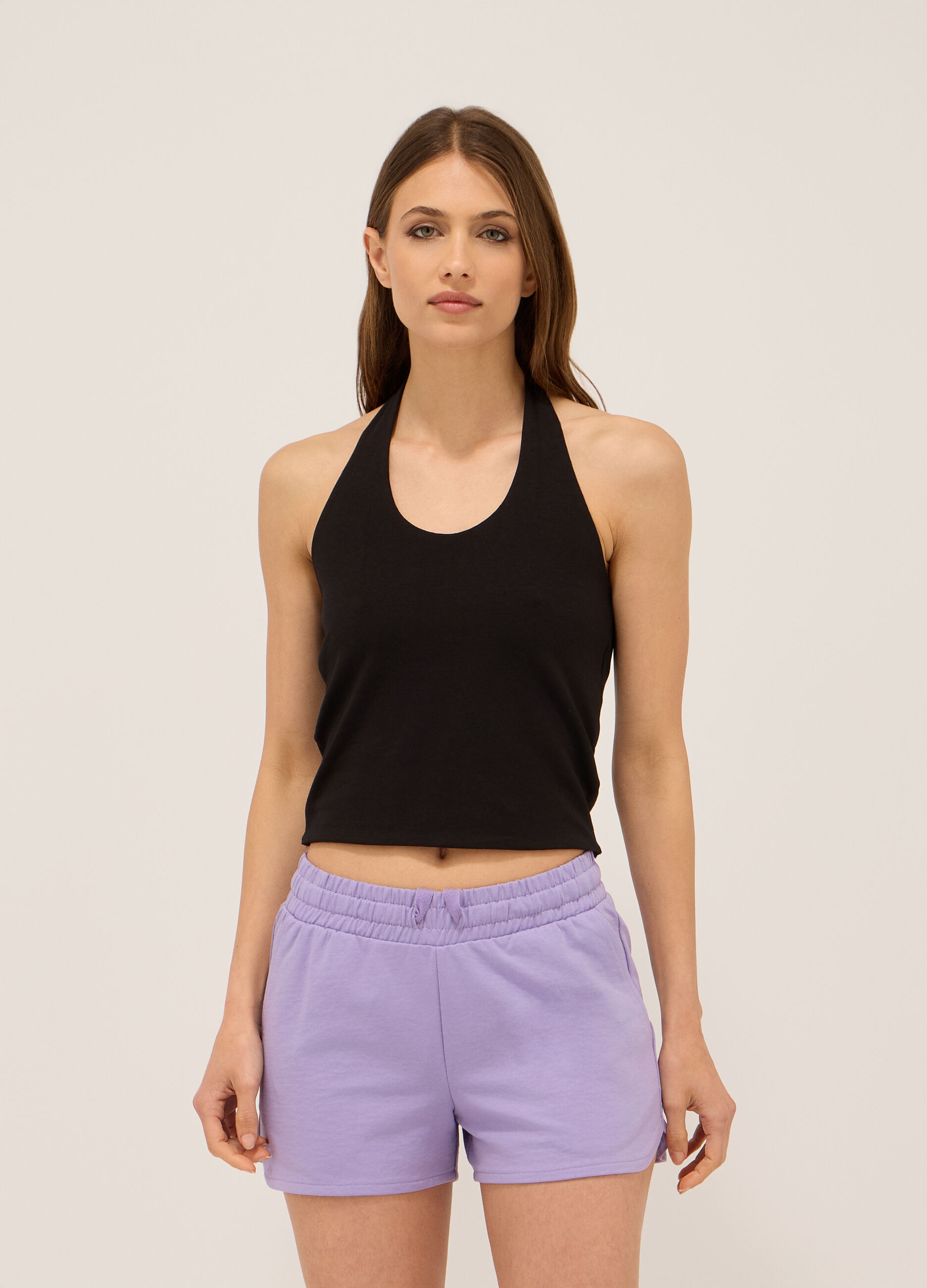 Top in jersey di cotone stretch donna