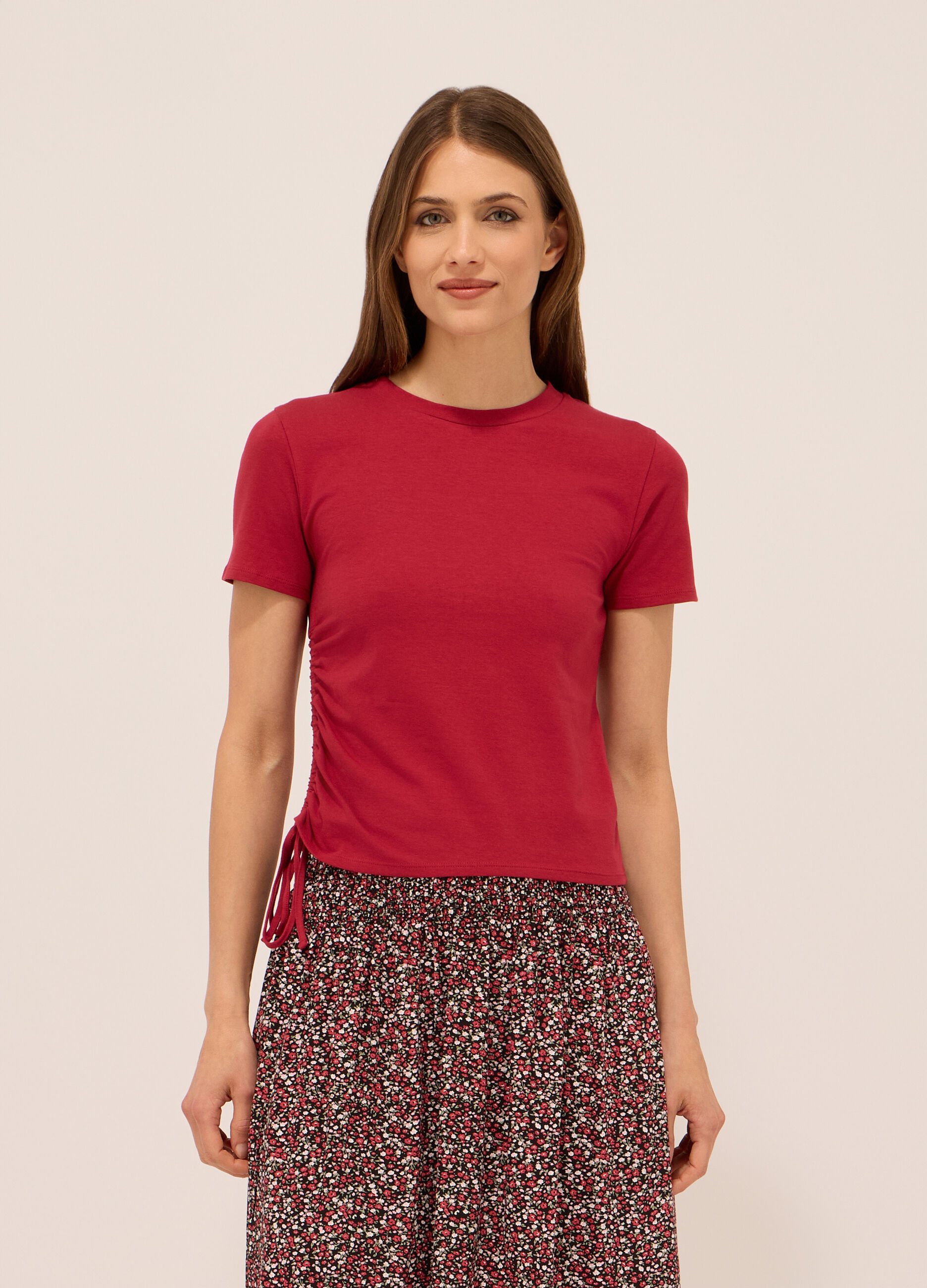 T-shirt in jersey di cotone stretch donna