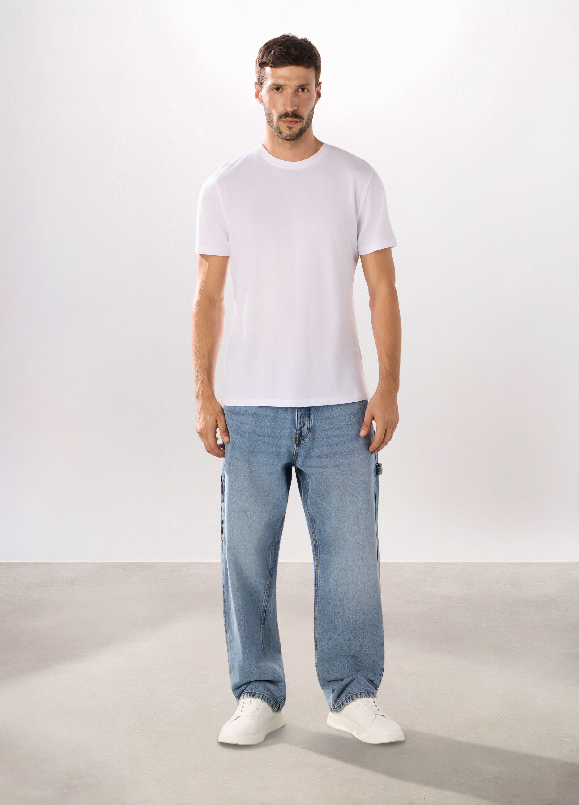 Jeans 5 tasche baggy in cotone uomo