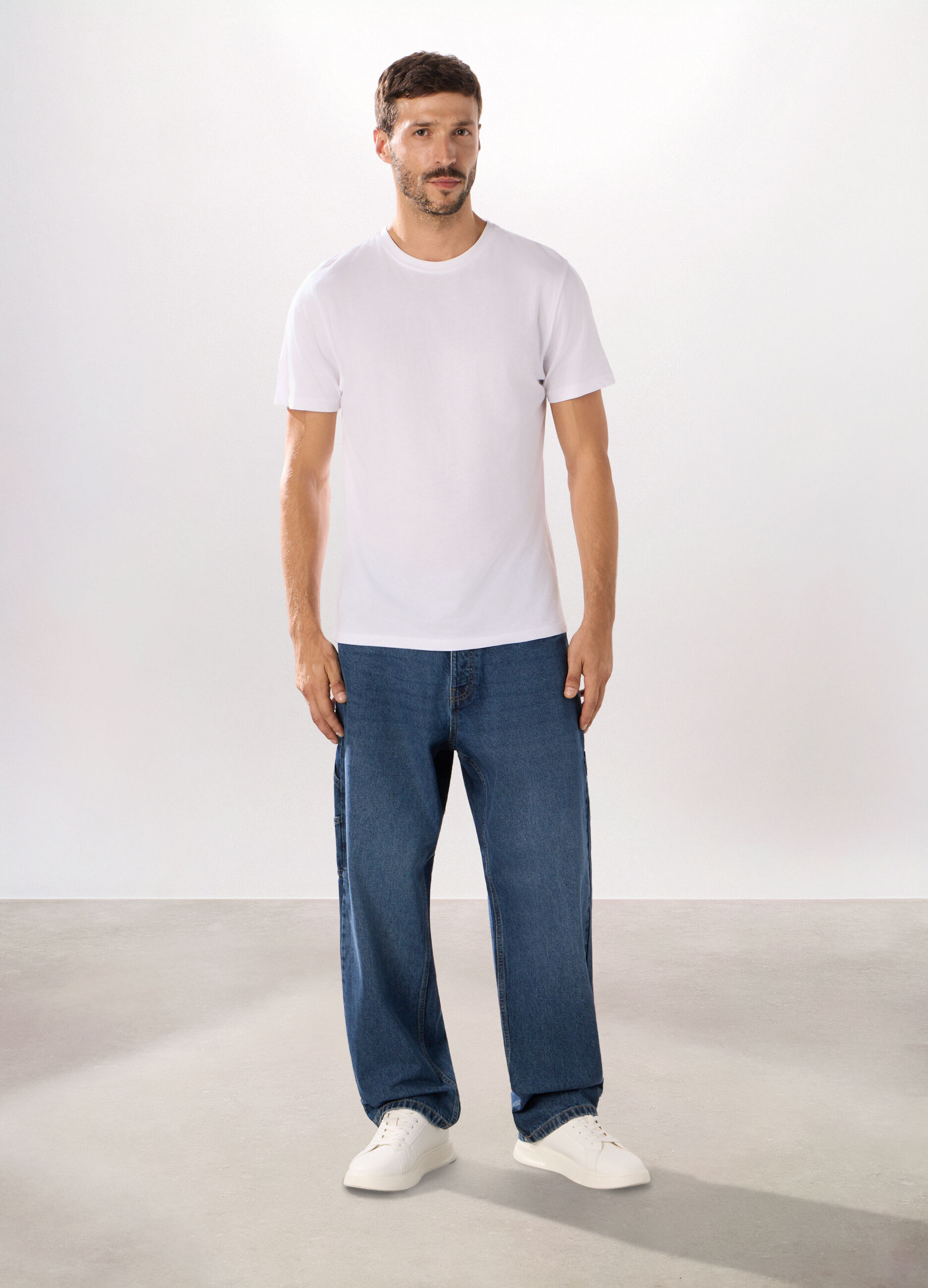 Jeans 5 tasche baggy in cotone uomo