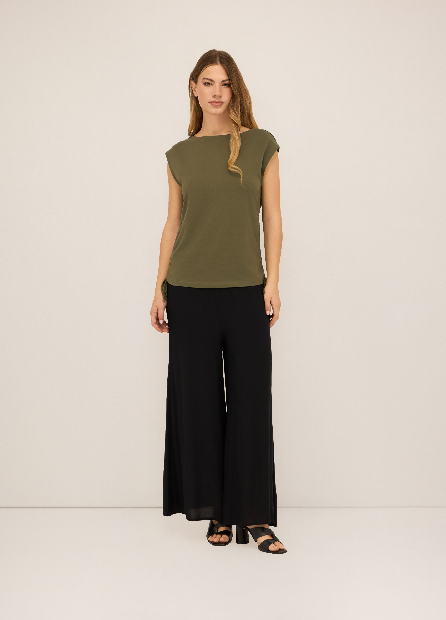 Pantaloni palazzo in pura viscosa donna