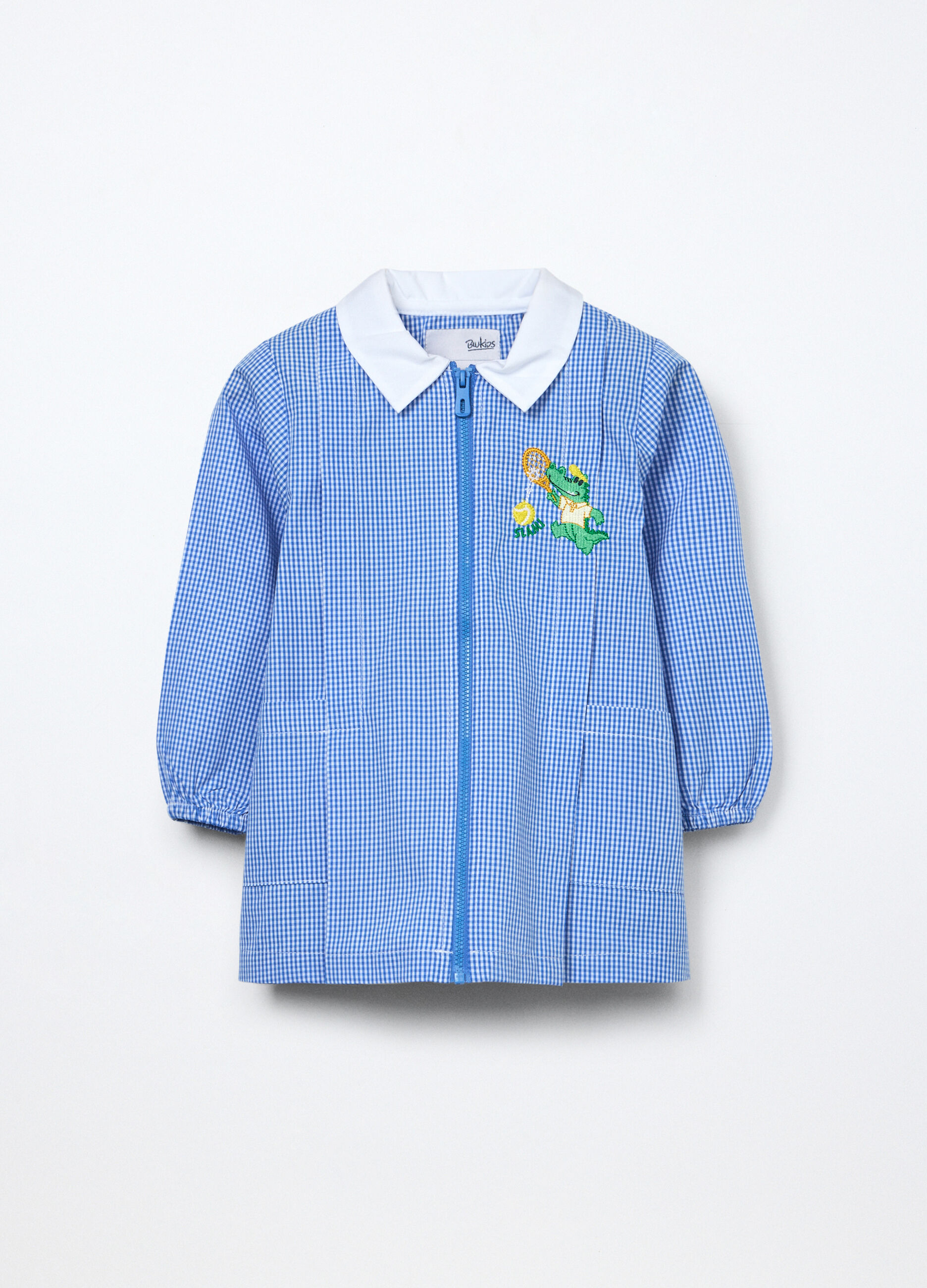 Grembiule full zip a quadretti bambino