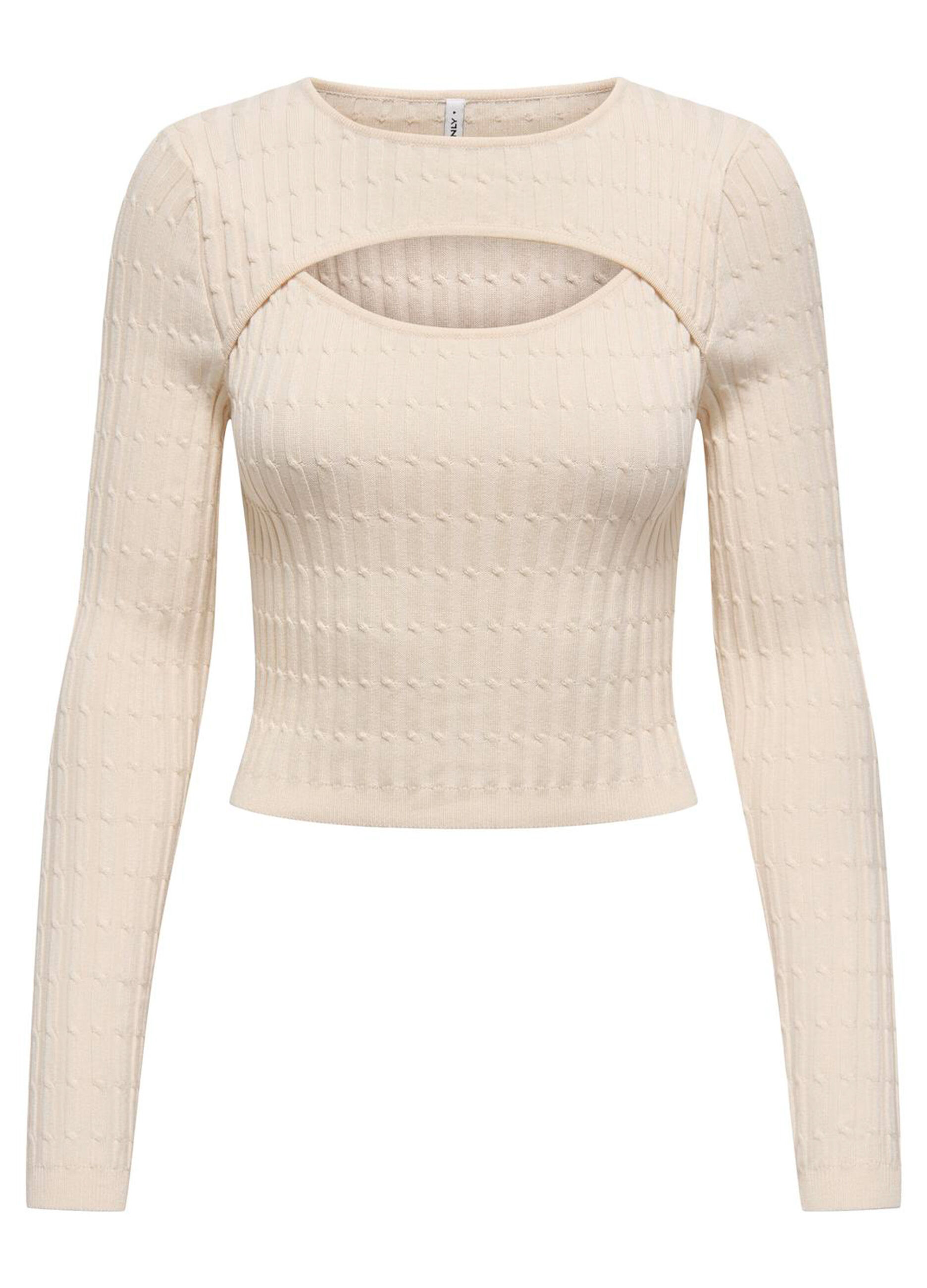 Tricot con lavorazione a treccia donna