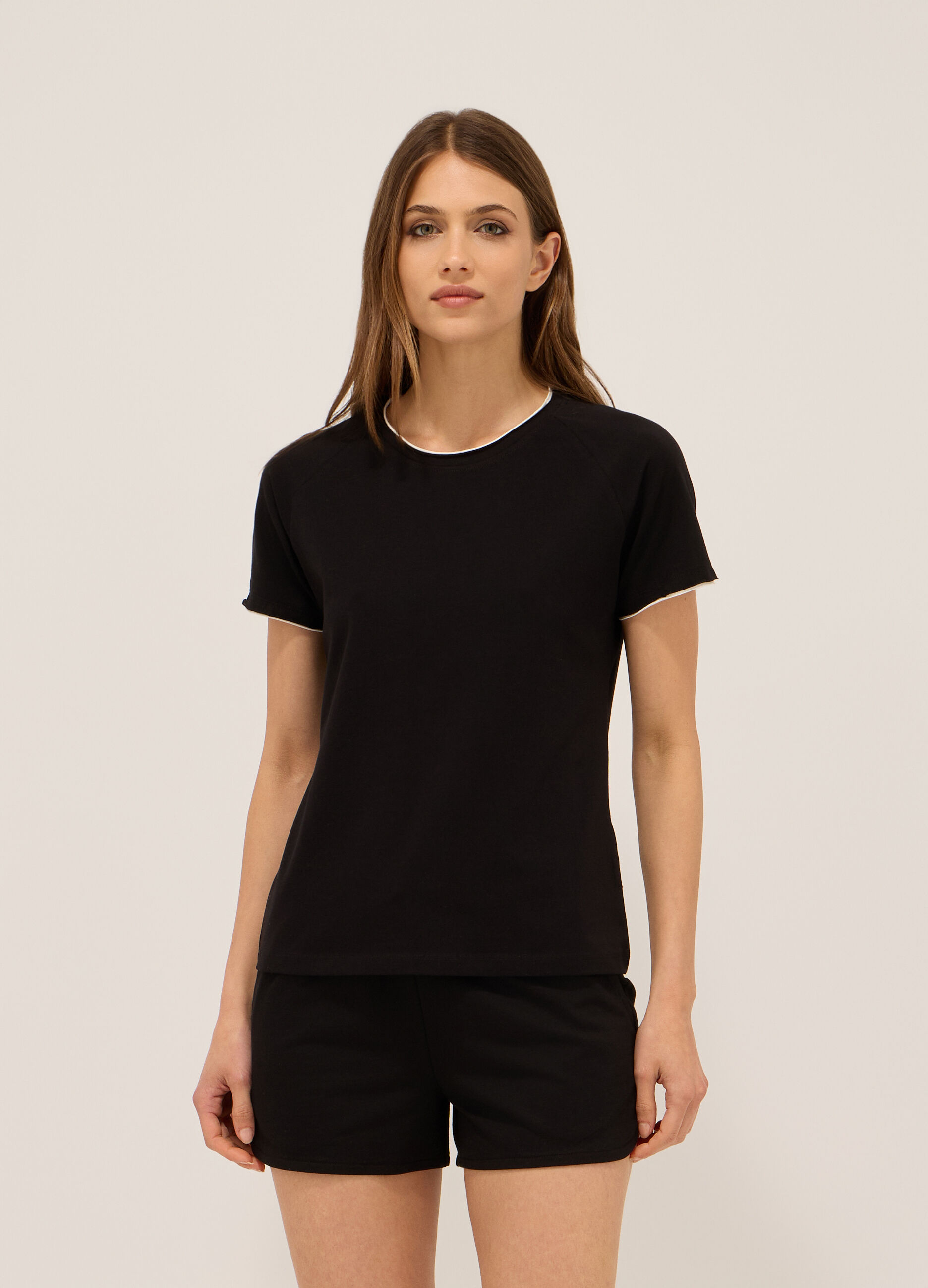 T-shirt in jersey di cotone stretch donna