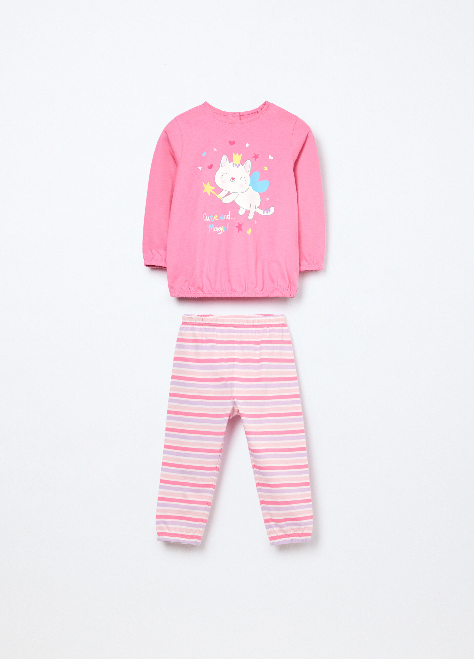 Set pigiama lungo in jersey di puro cotone neonata