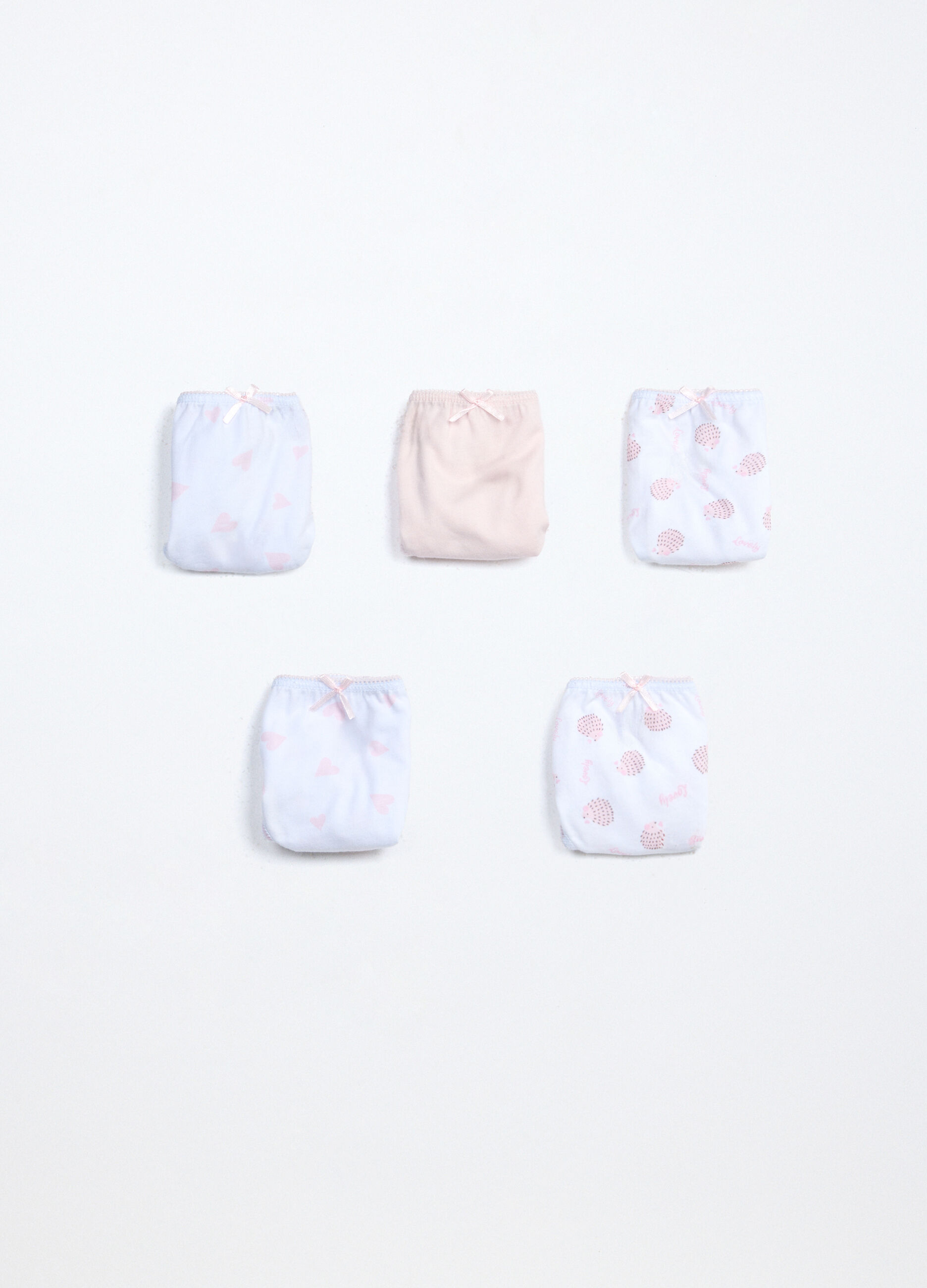 Pack 5 slip in jersey di puro cotone bambina