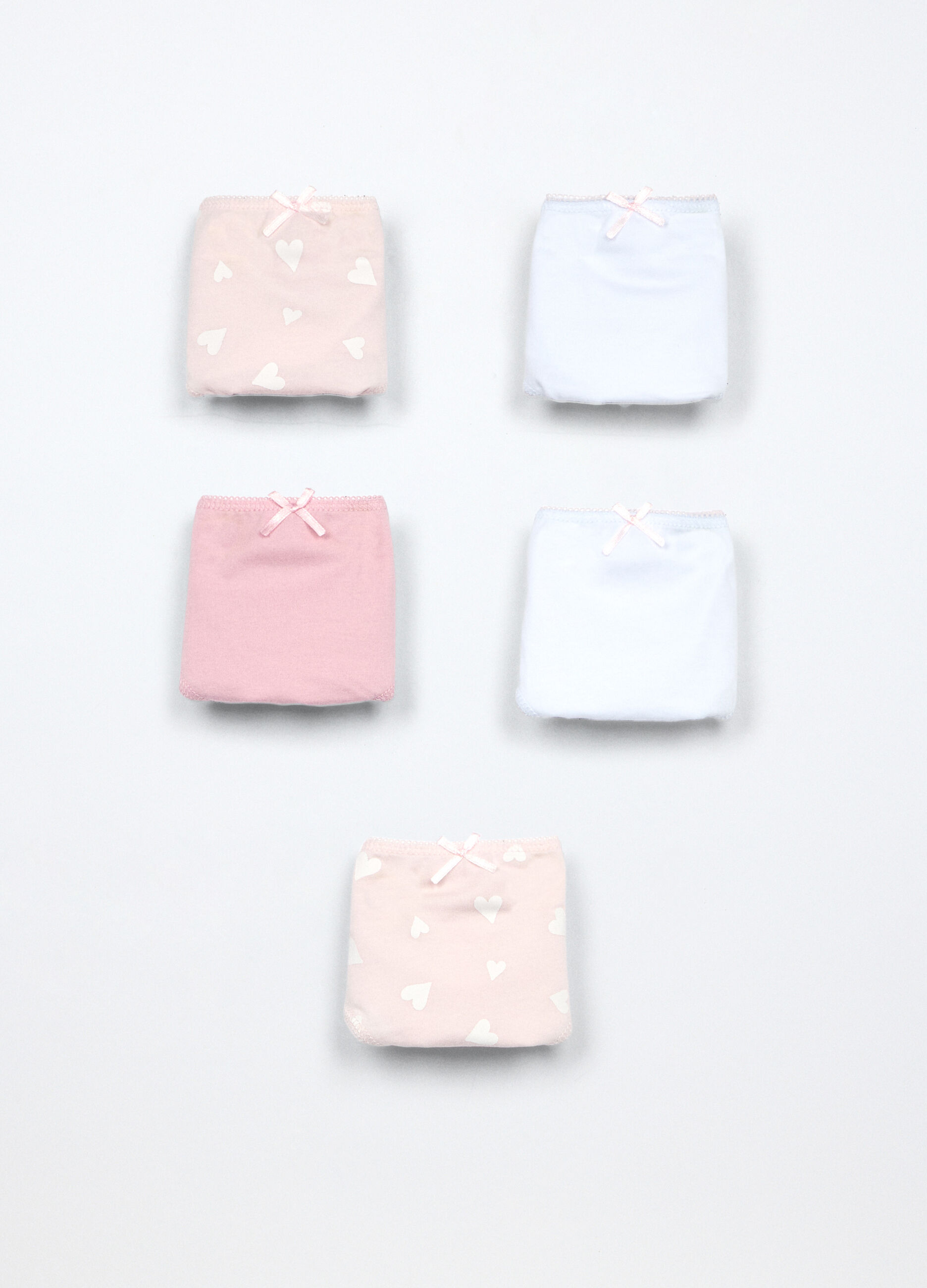 Pack 5 slip in jersey di puro cotone bambina