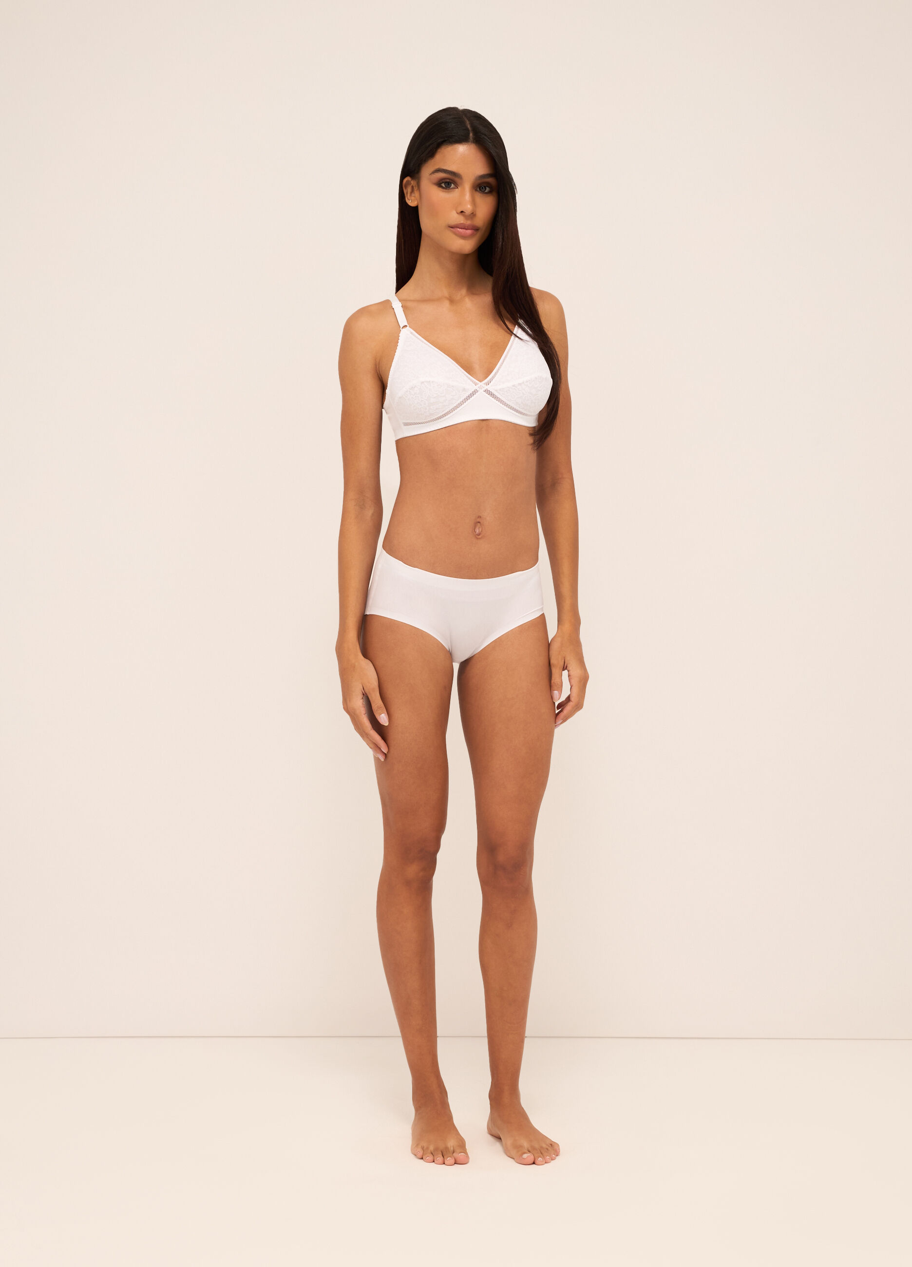 Reggiseno imbottito con ricami in puro cotone donna