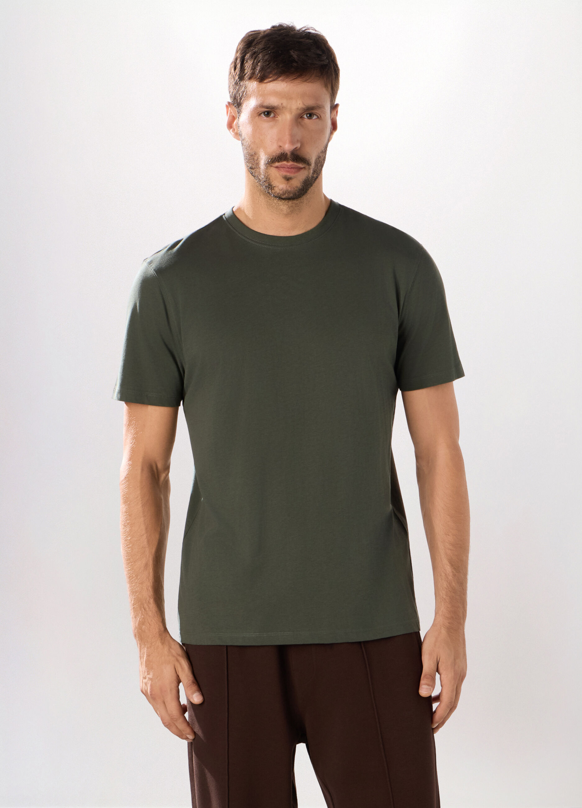 T-shirt girocollo slim fit in cotone uomo