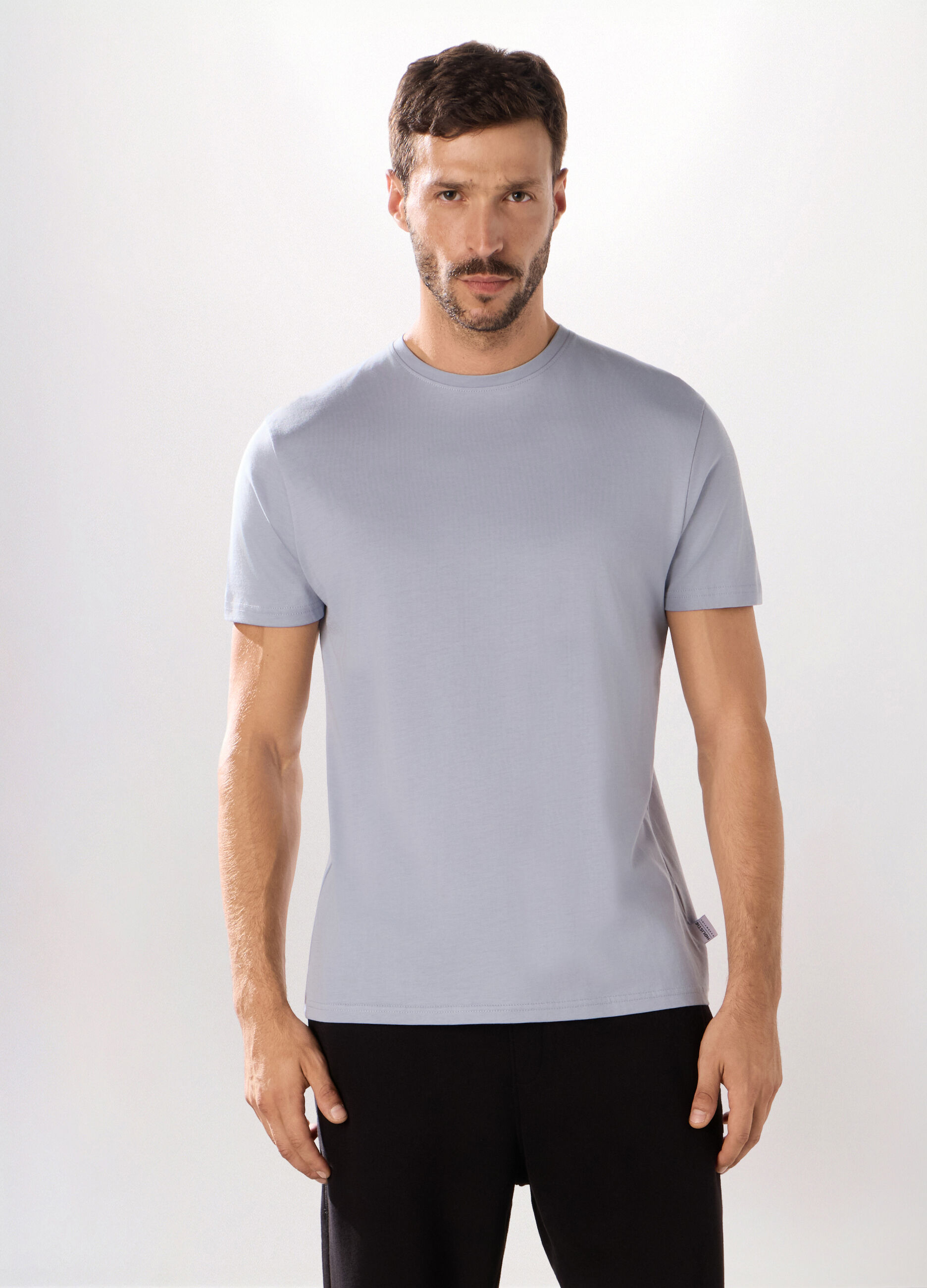 T-shirt girocollo regular fit in cotone uomo