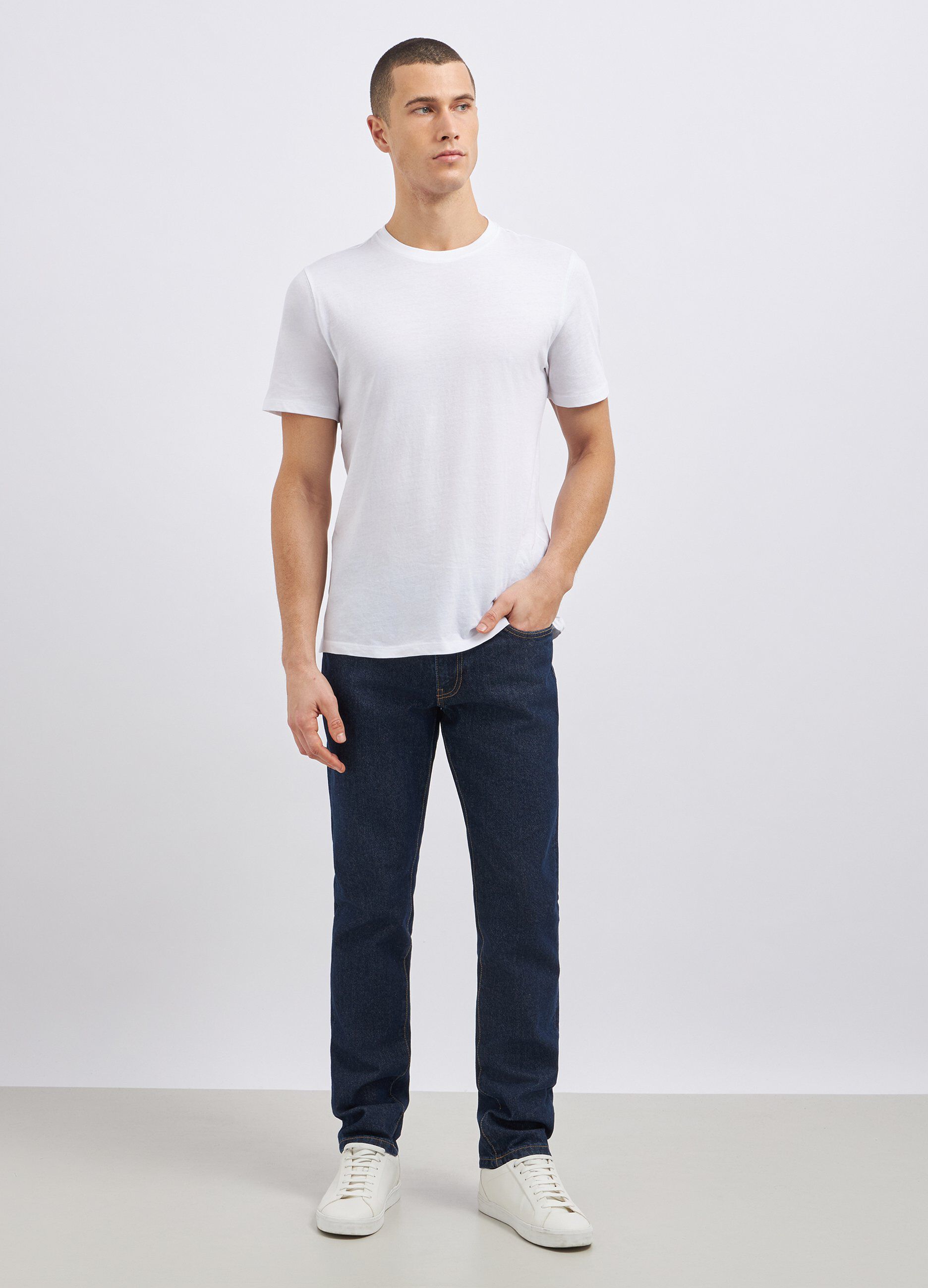 Jeans modello 5 tasche in puro cotone uomo