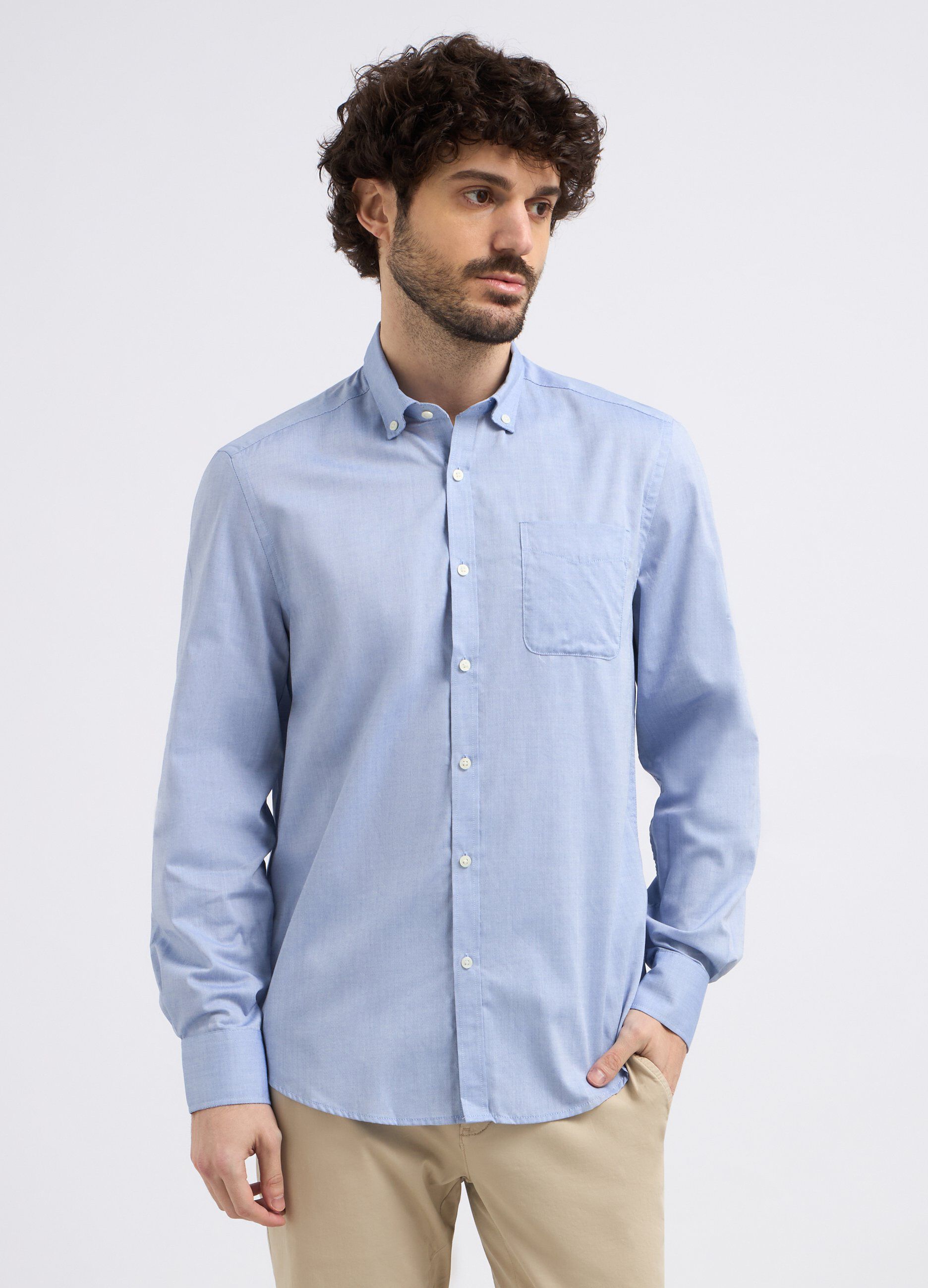 Camicia a maniche lunghe in tinta unita uomo