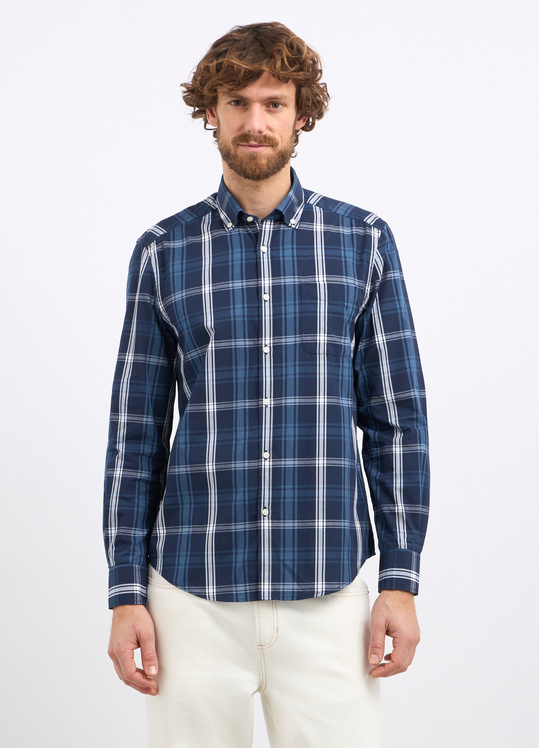 Camicia a quadri in misto cotone uomo