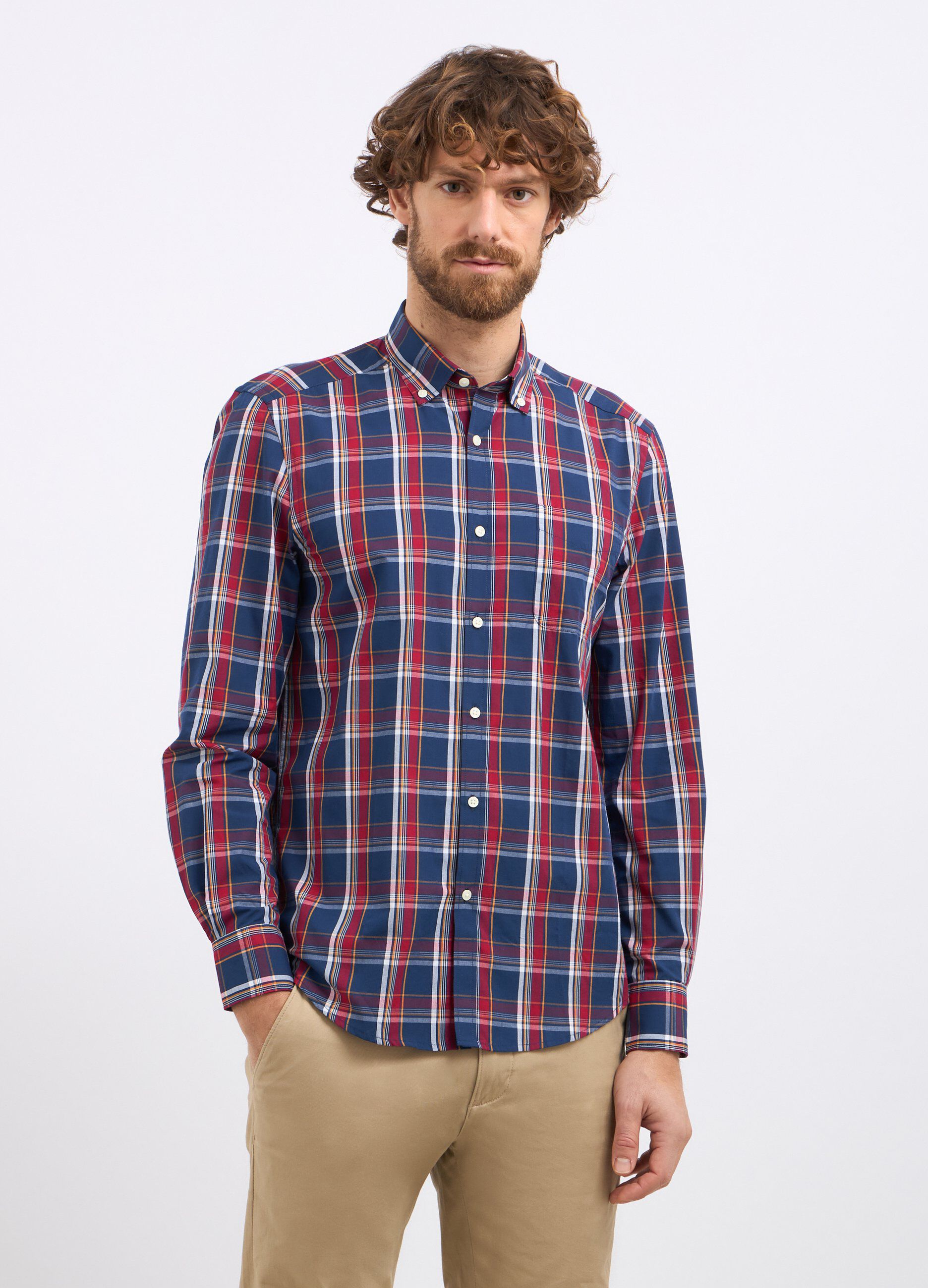 Camicia a quadri in misto cotone uomo
