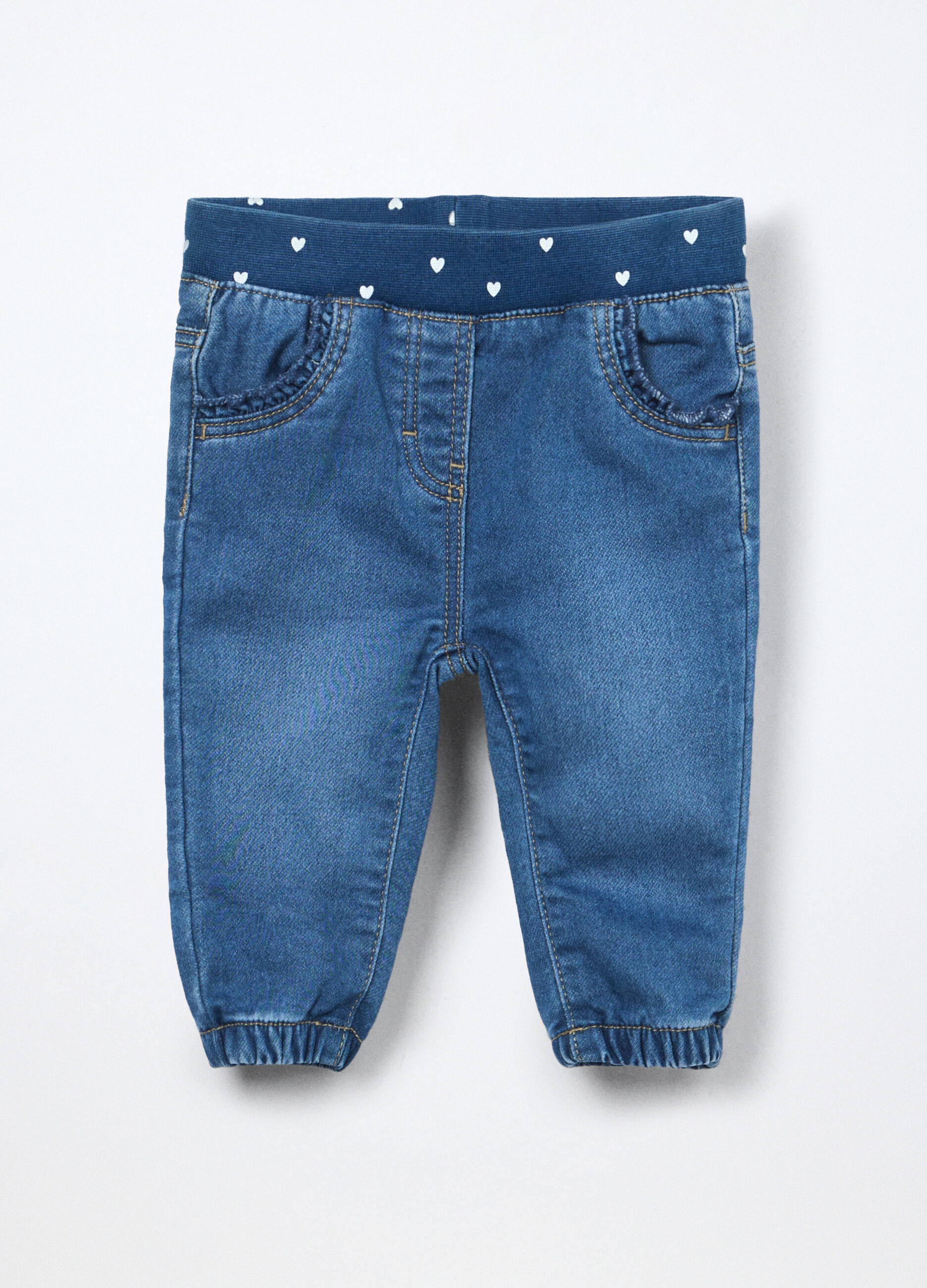 Jogger in french terry denim neonata