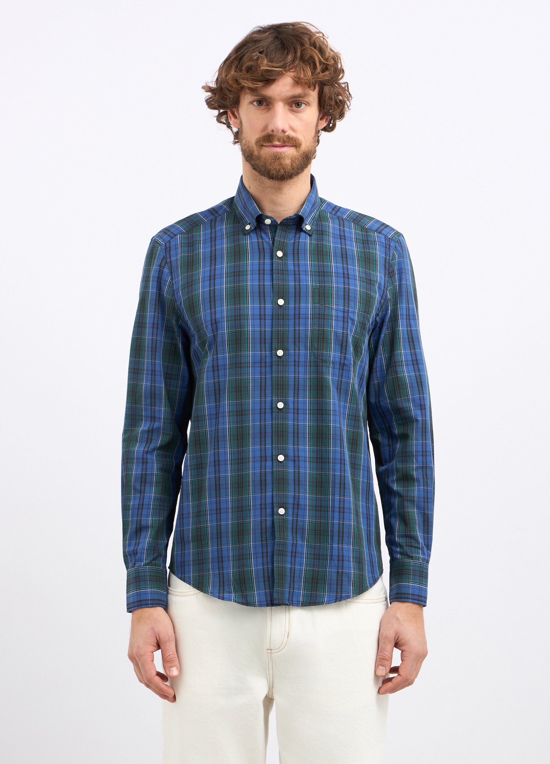 Camicia a quadri in misto cotone uomo