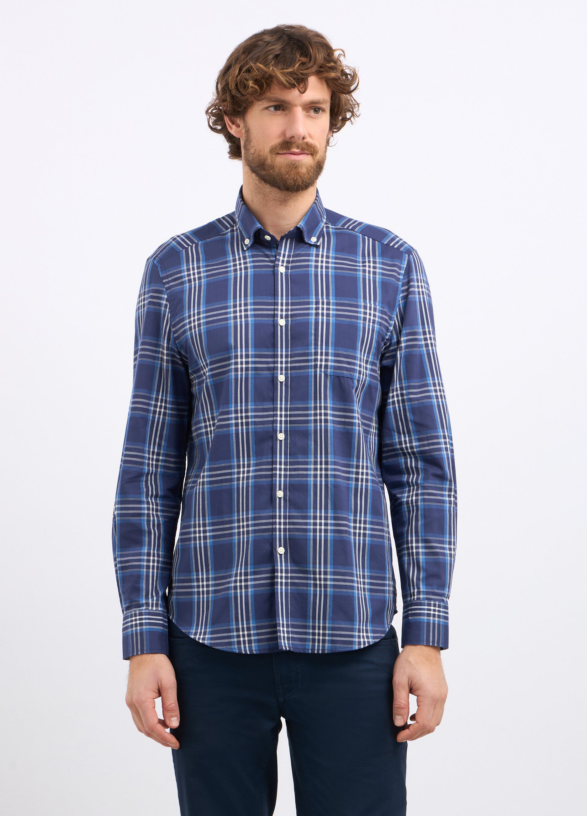 Camicia a quadri in misto cotone uomo