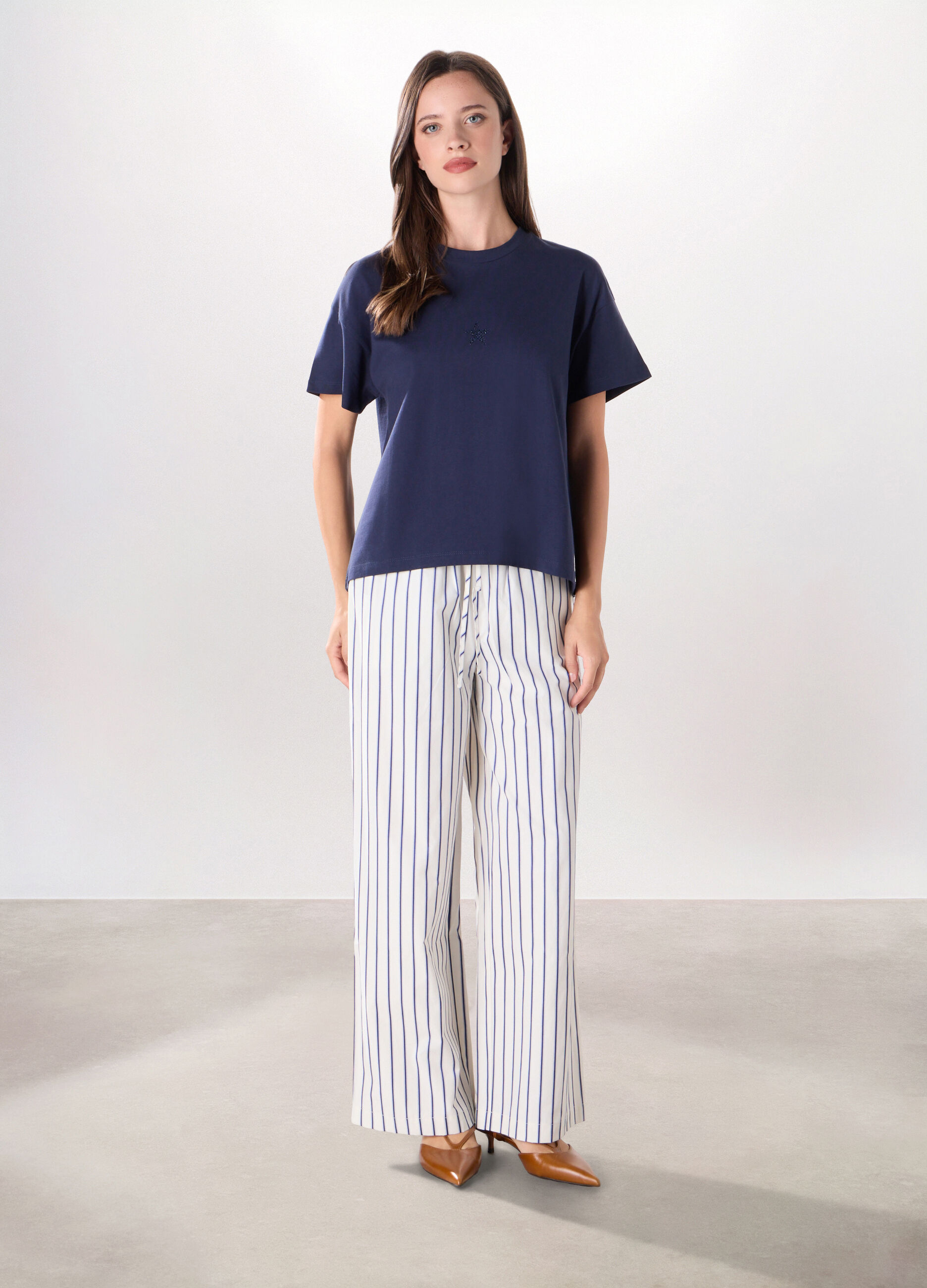 Pantaloni misto cotone donna