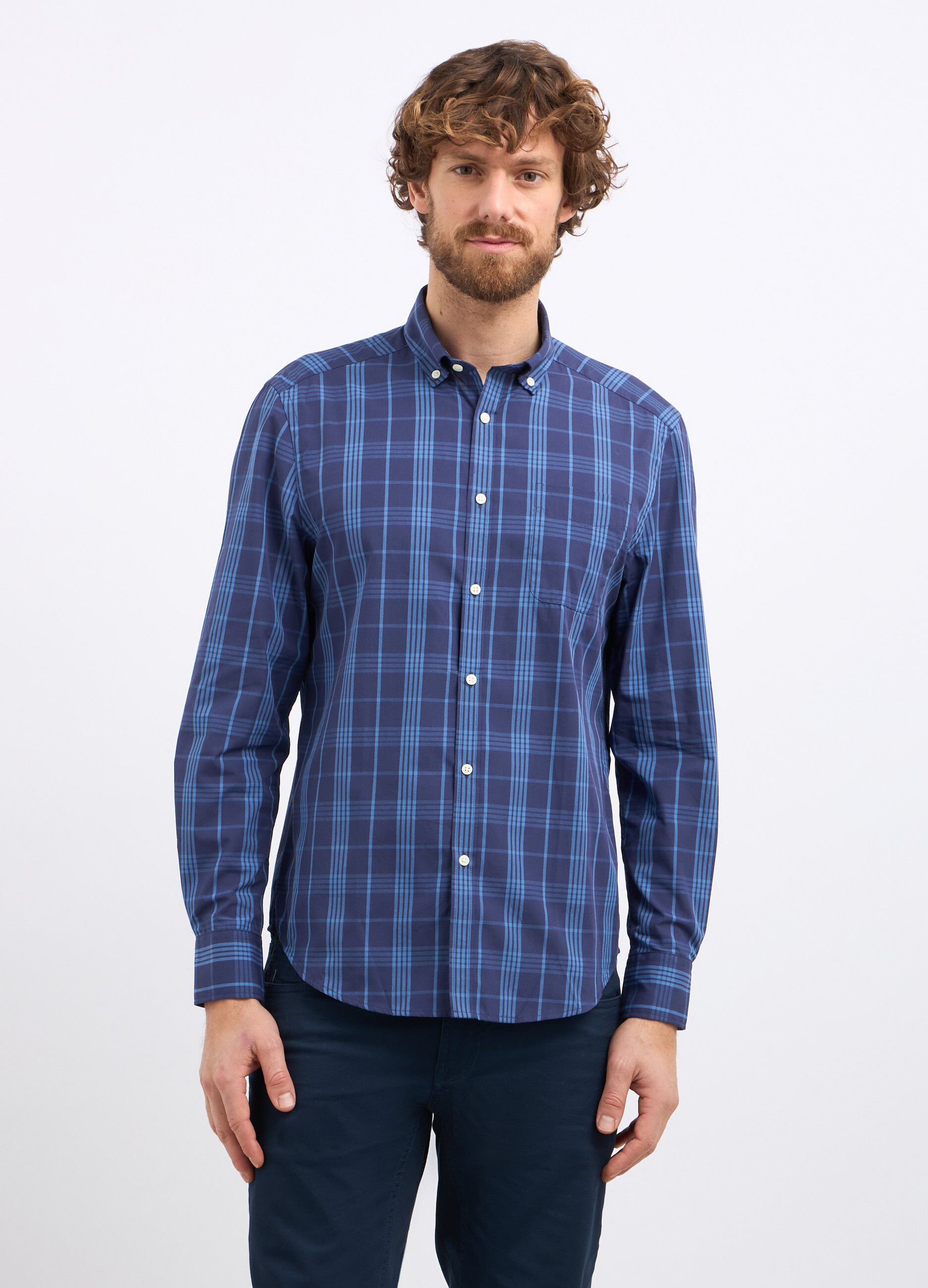 Camicia a quadri in misto cotone uomo