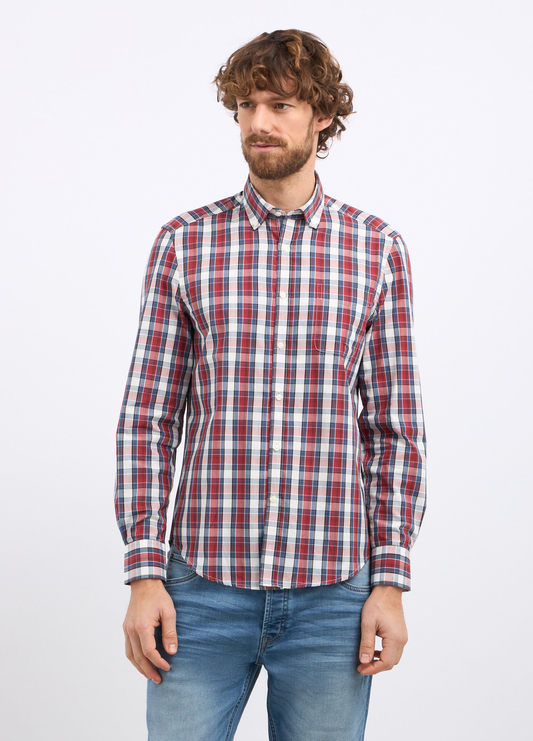 Camicia a quadri in misto cotone uomo