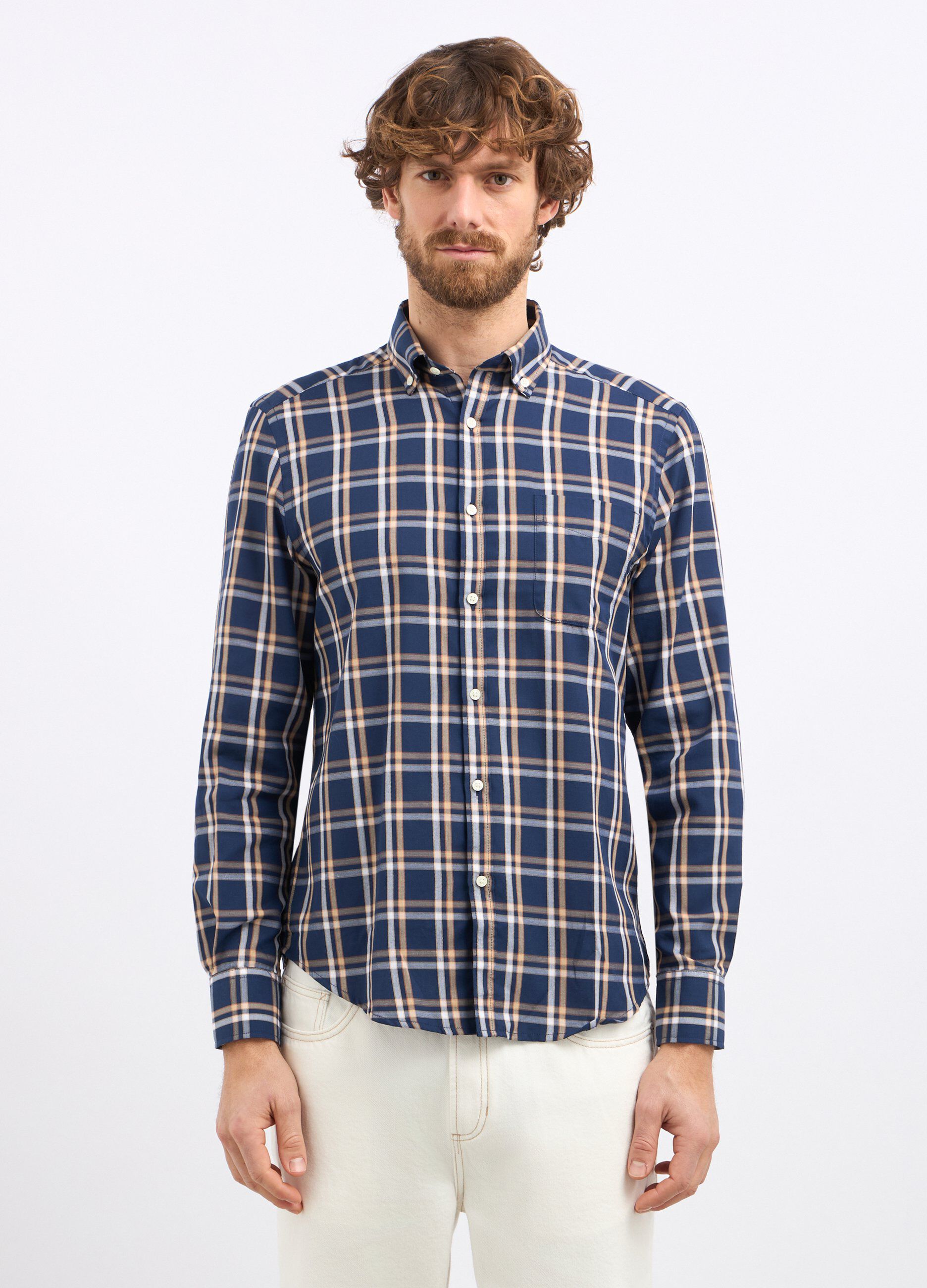 Camicia a quadri in misto cotone uomo