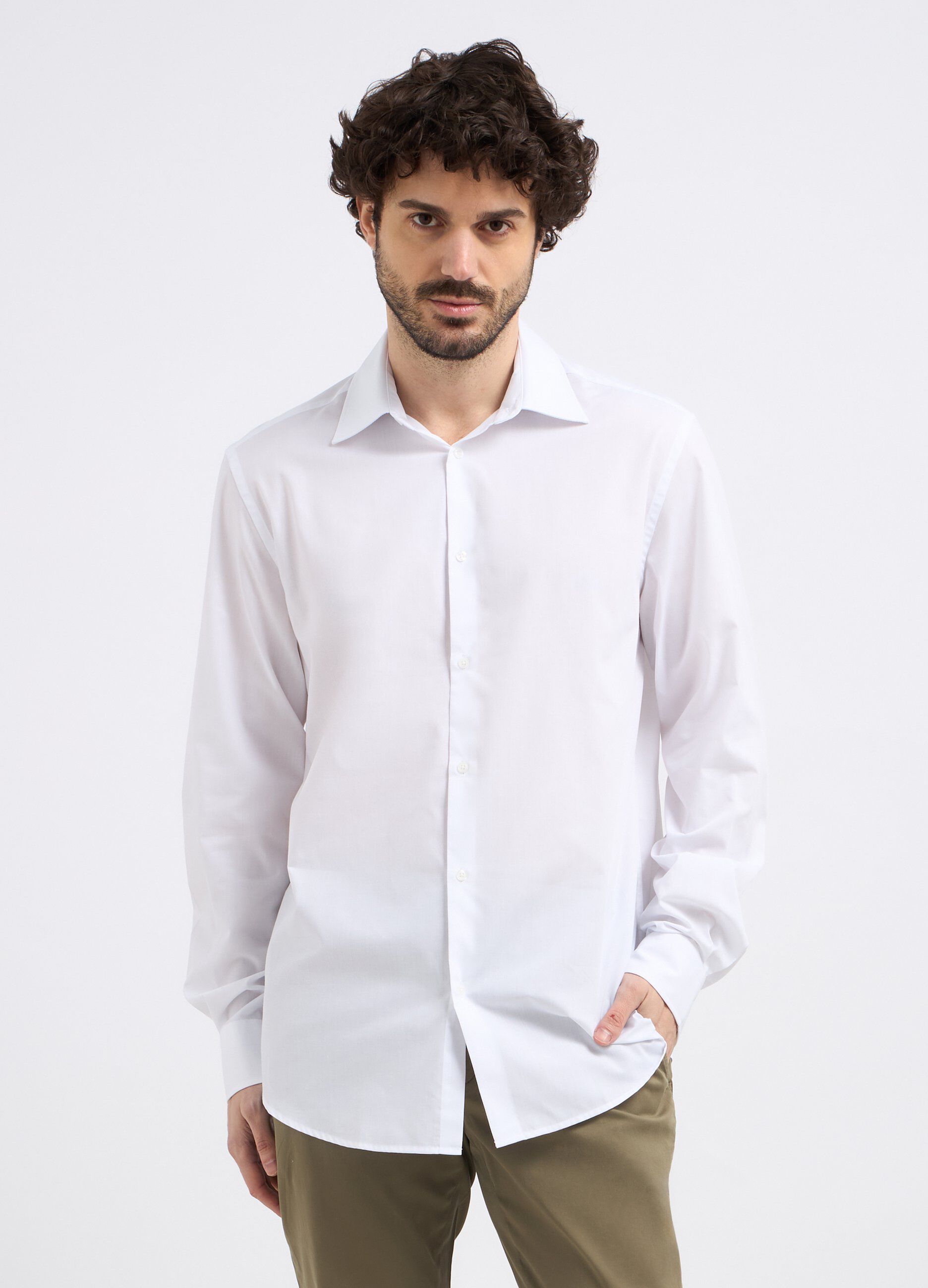 Camicia a maniche lunghe in tinta unita uomo