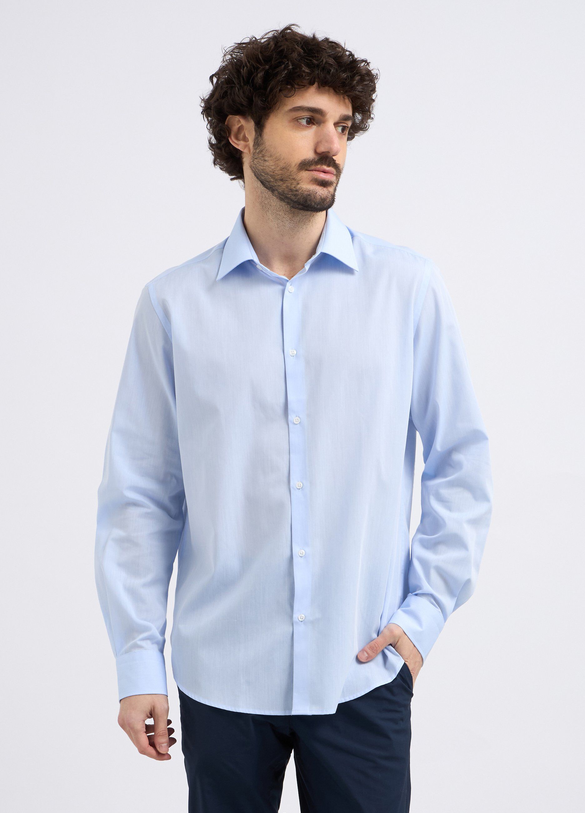 Camicia a maniche lunghe in tinta unita uomo