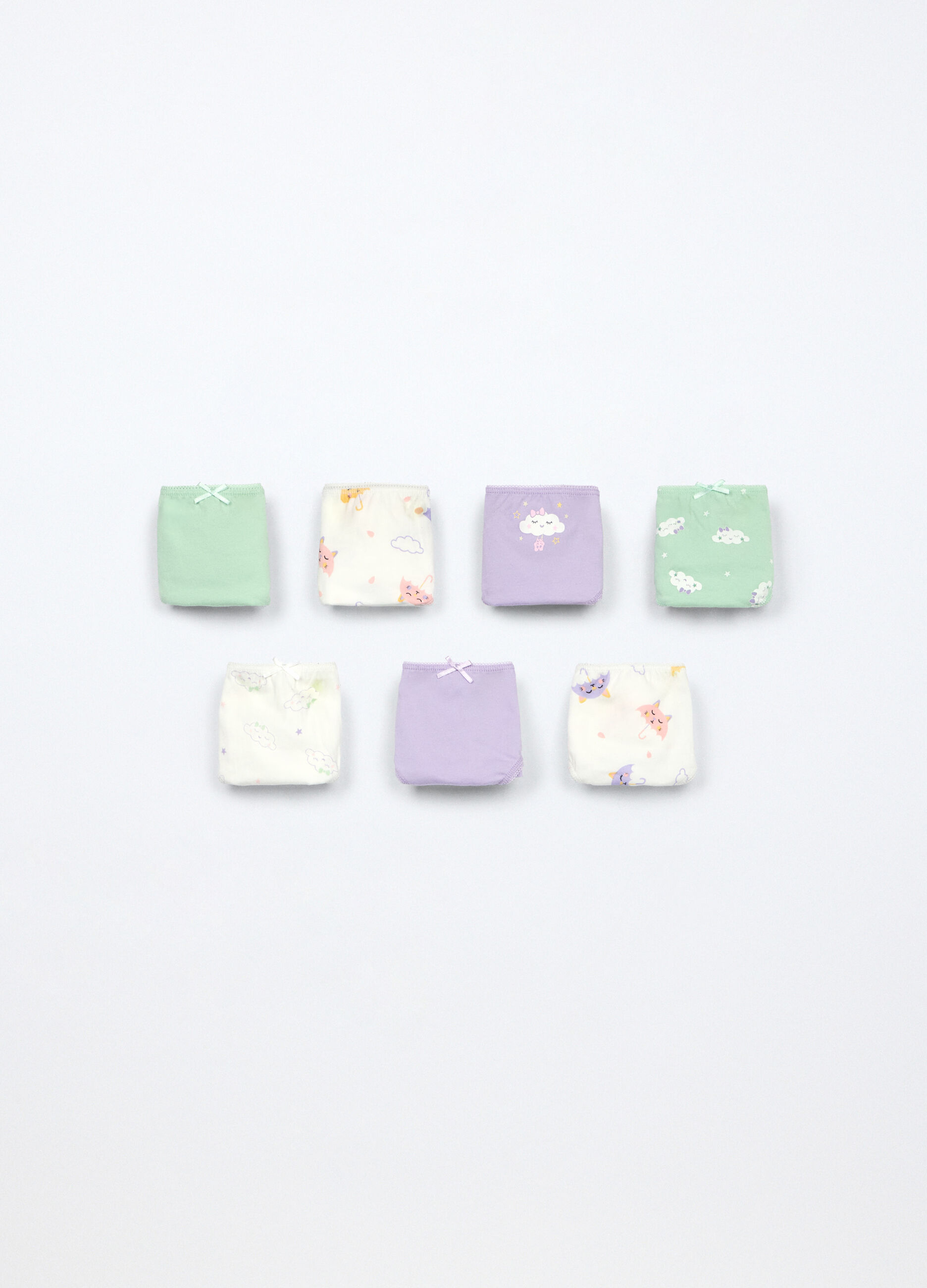 Pack 7 slip in jersey di puro cotone bambina
