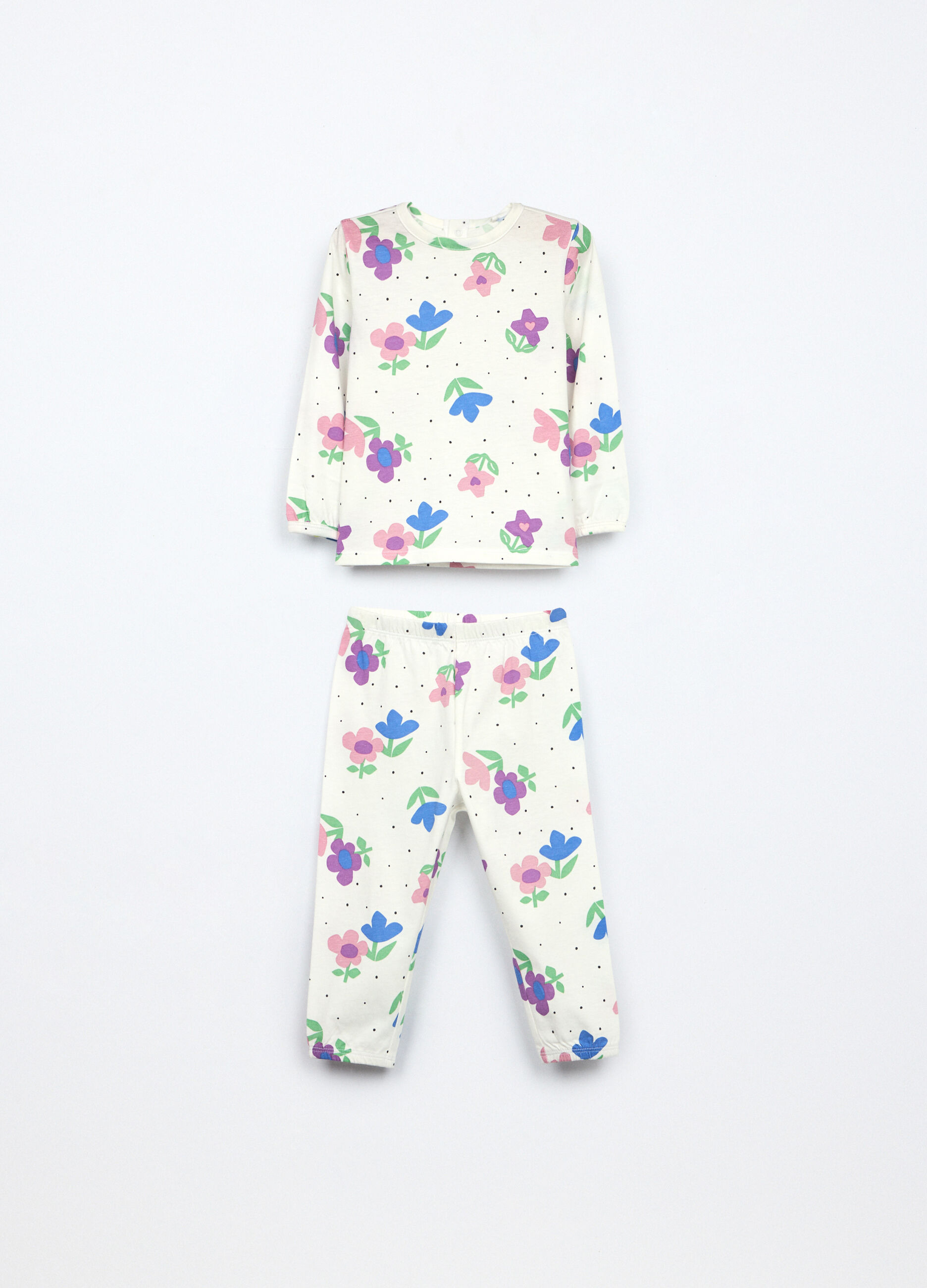 Set pigiama lungo in jersey di puro cotone neonata