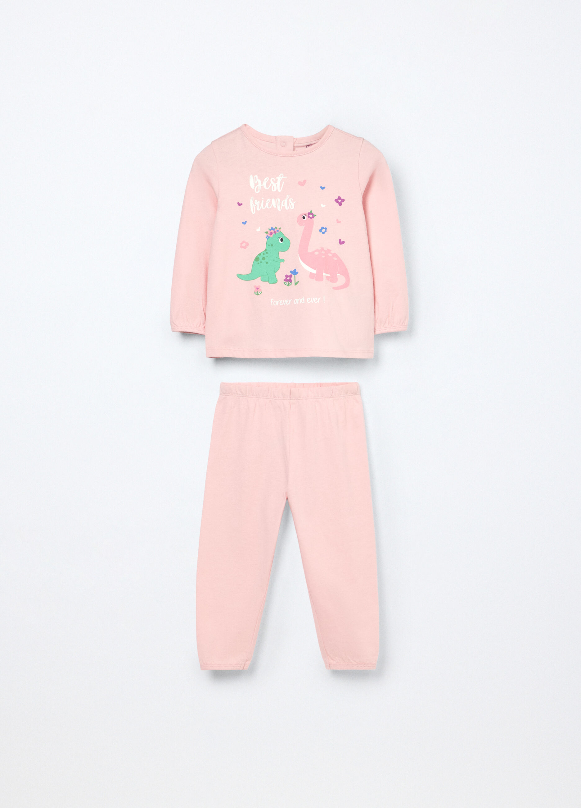 Set pigiama lungo in jersey di puro cotone neonata