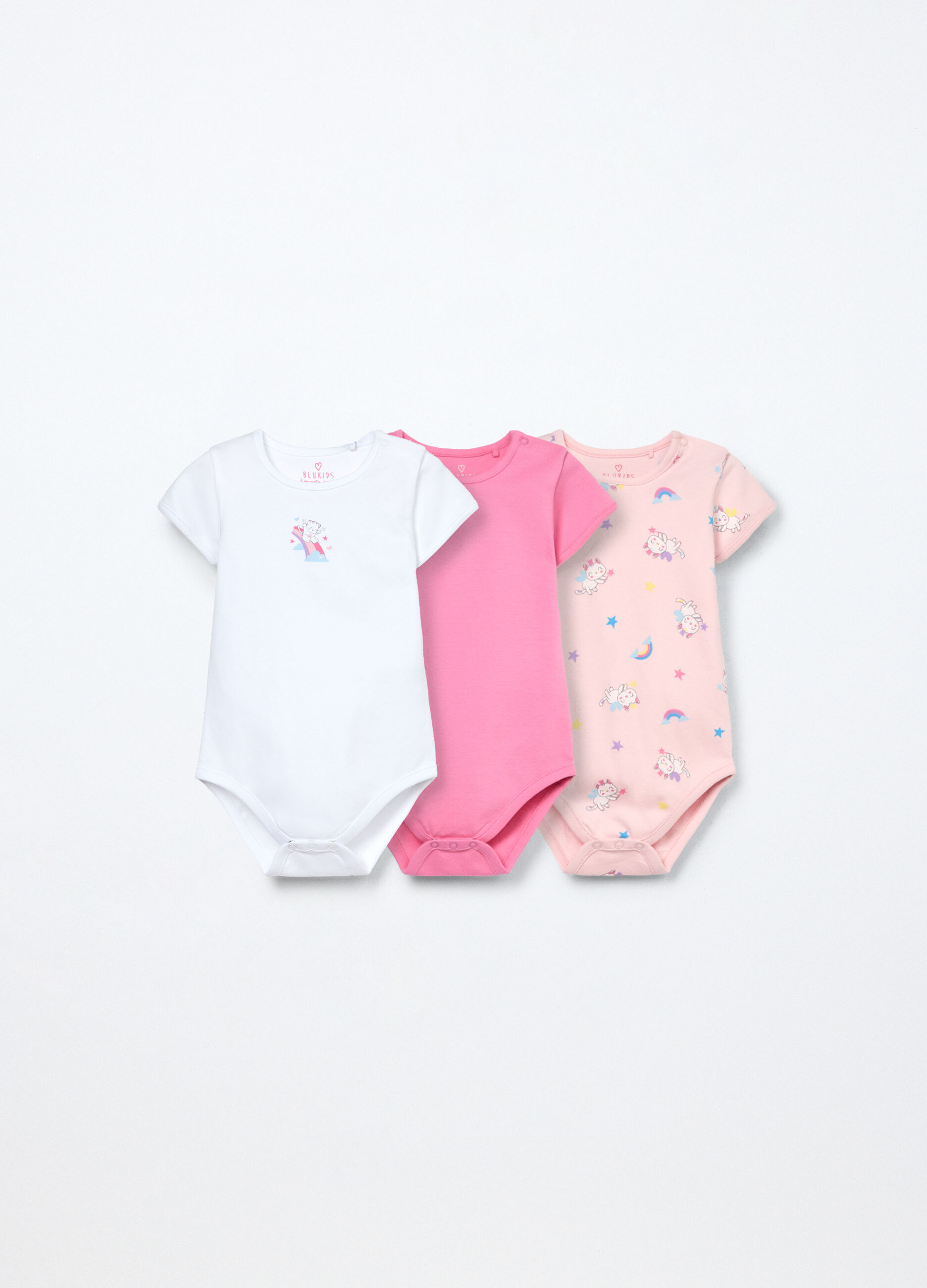 Pack 3 body in interlock di puro cotone neonata