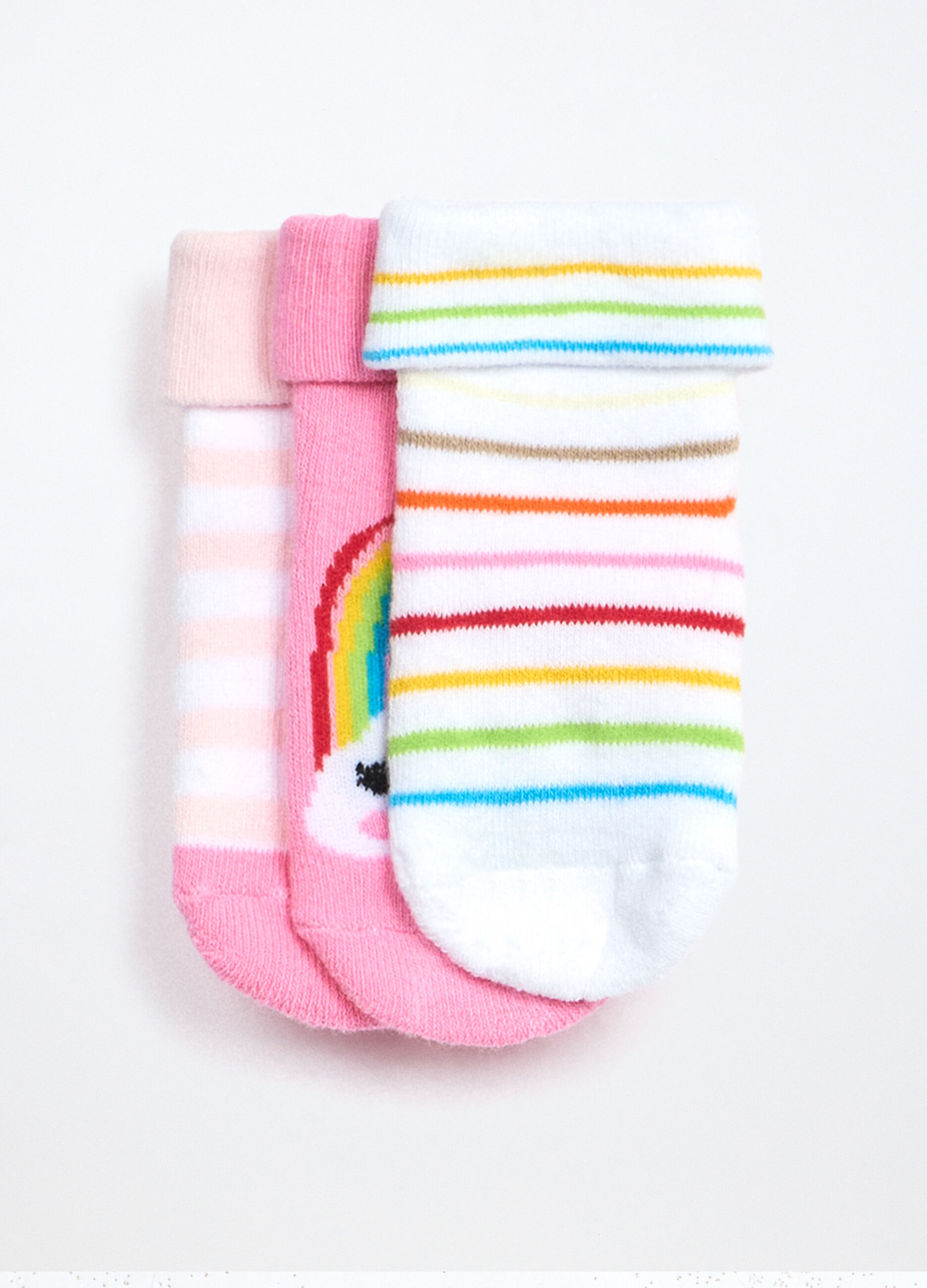 Pack 3 calzini antiscivolo in spugna misto cotone neonata