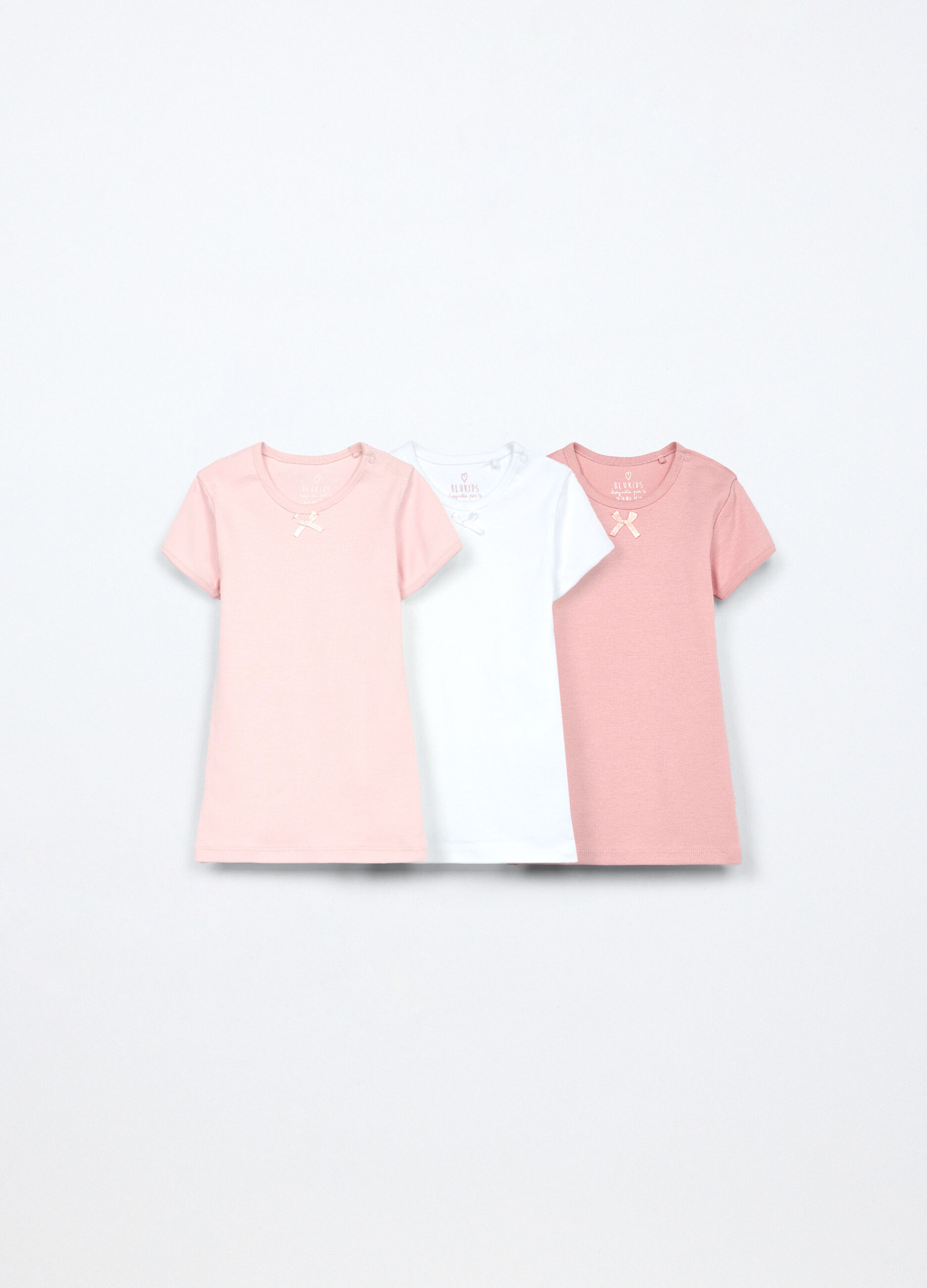 Pack 3 magliette intime in interlock di puro cotone neonata