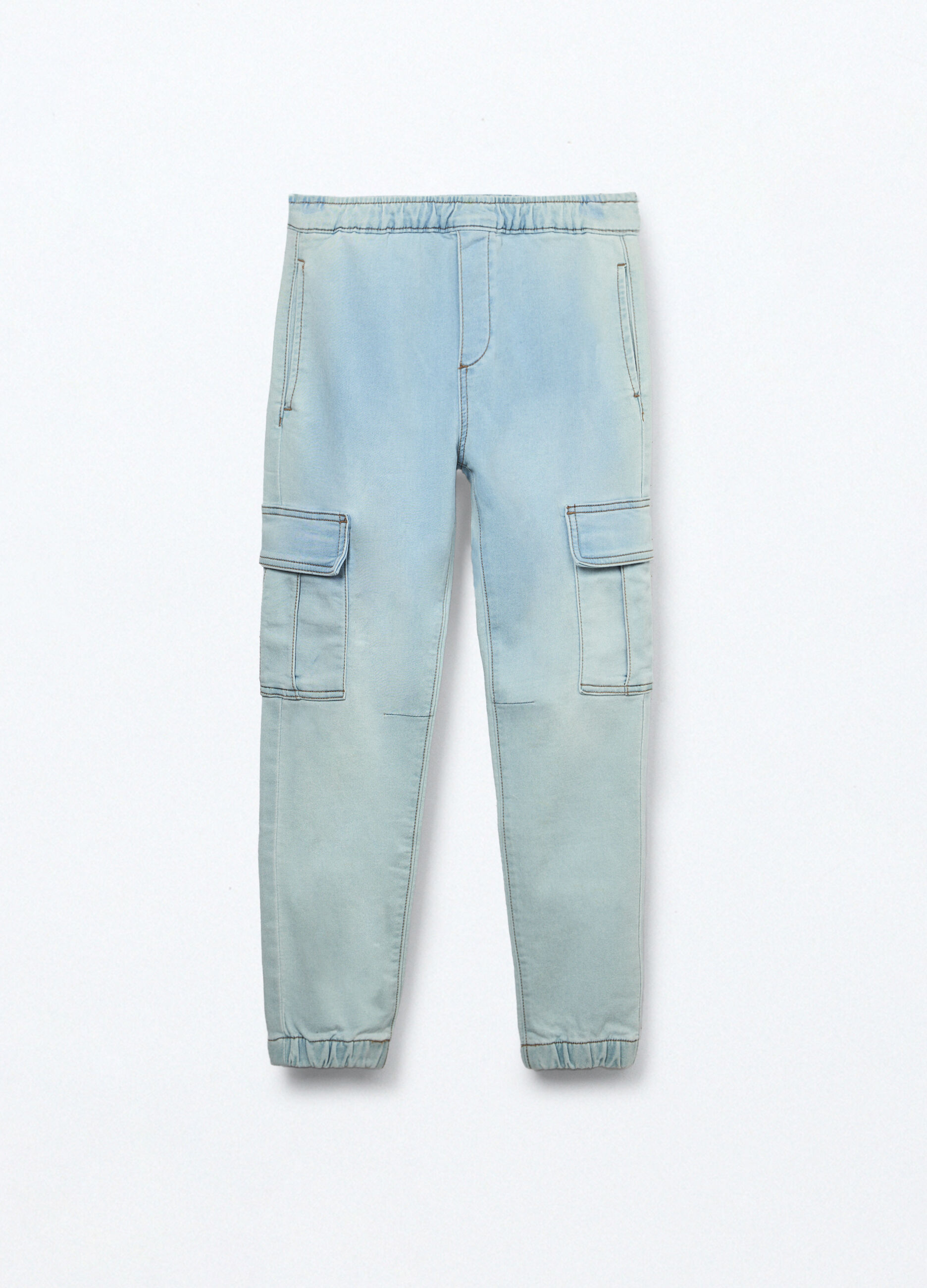 Jogger cargo in denim misto cotone ragazzo