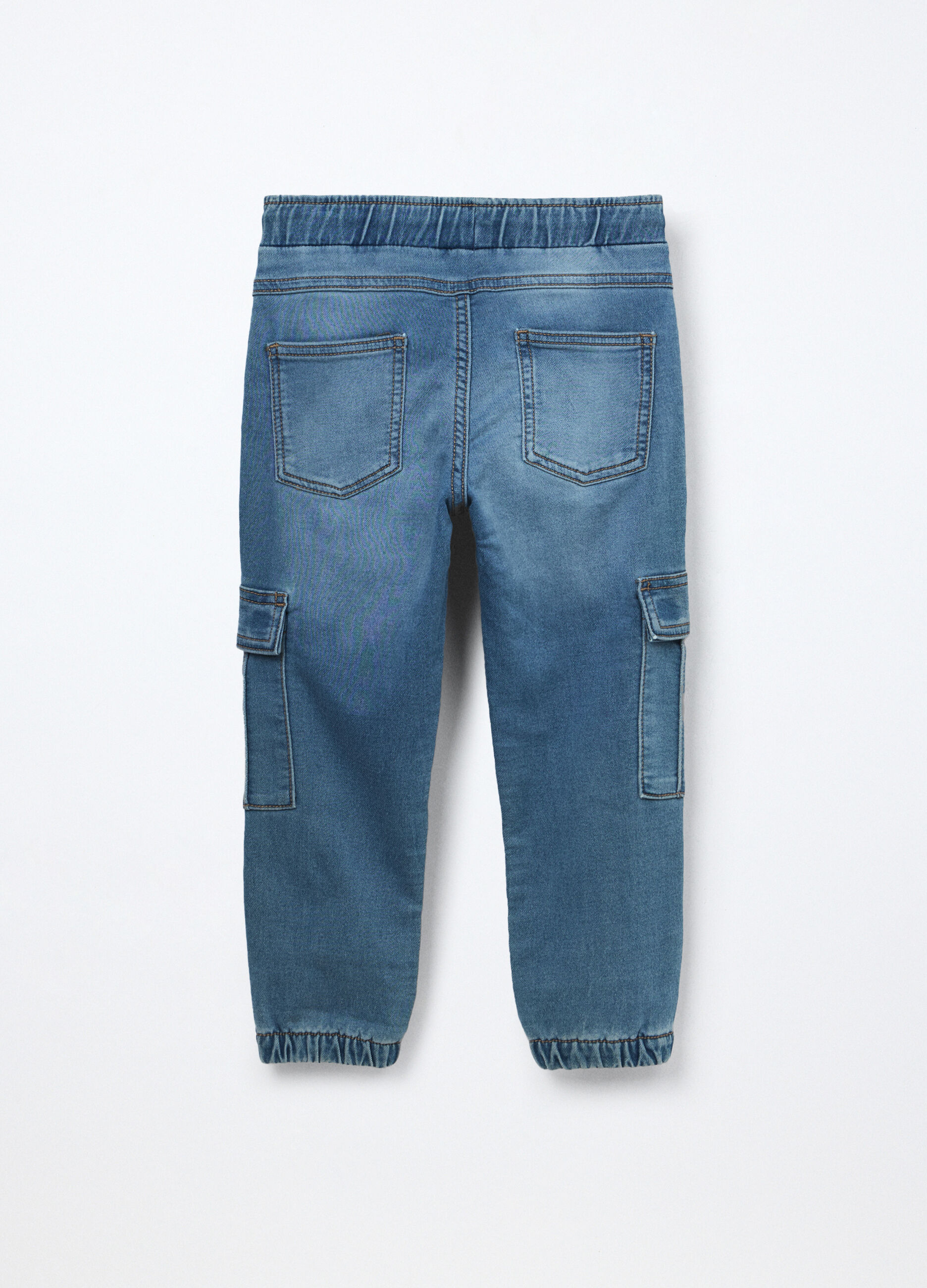 Jeans cargo pullo on in denim mercerizzato bambino 3 Jeans cargo pullo on in denim mercerizzato bambino