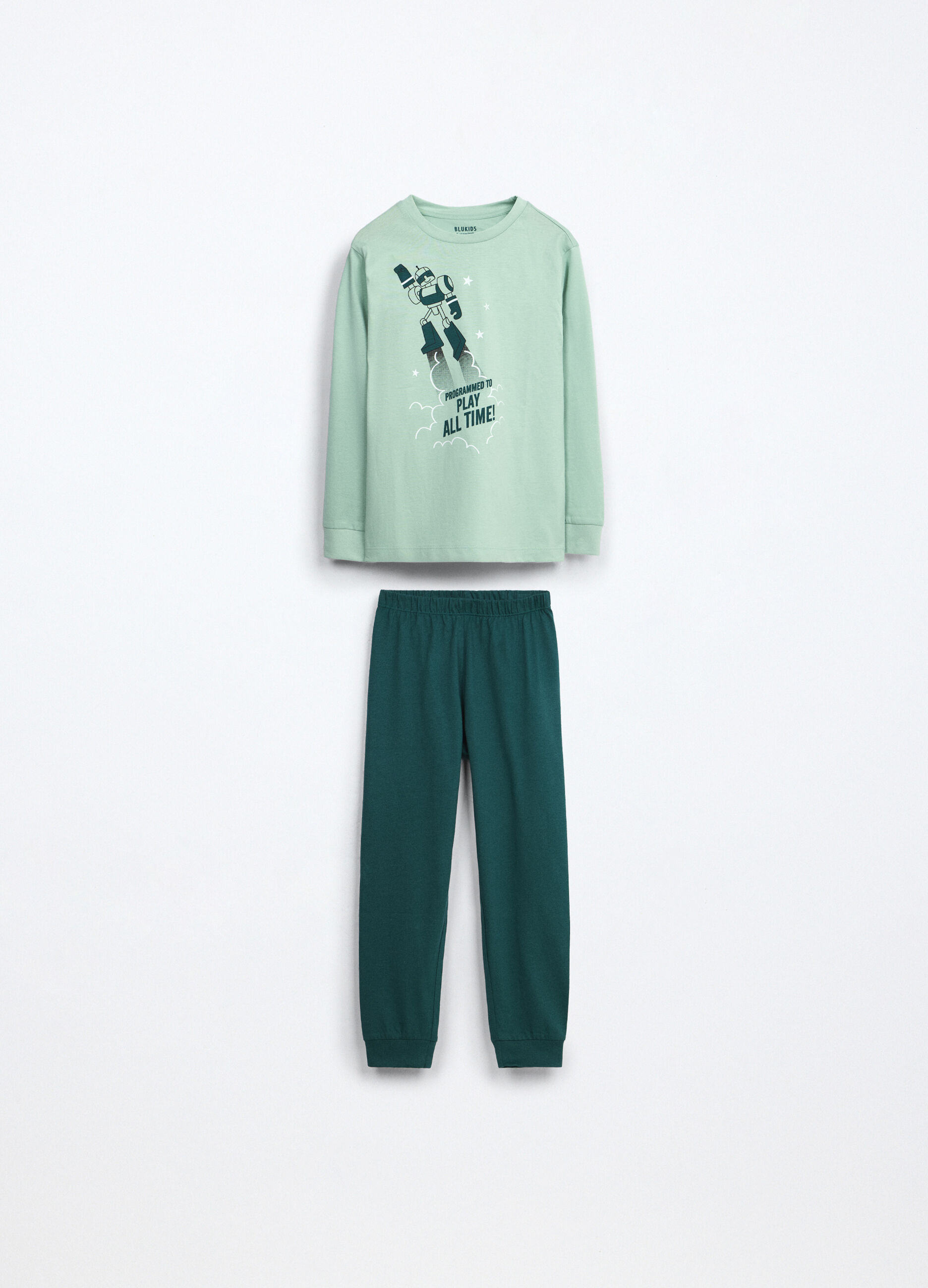 Set pigiama lungo in jersey di puro cotone bambino