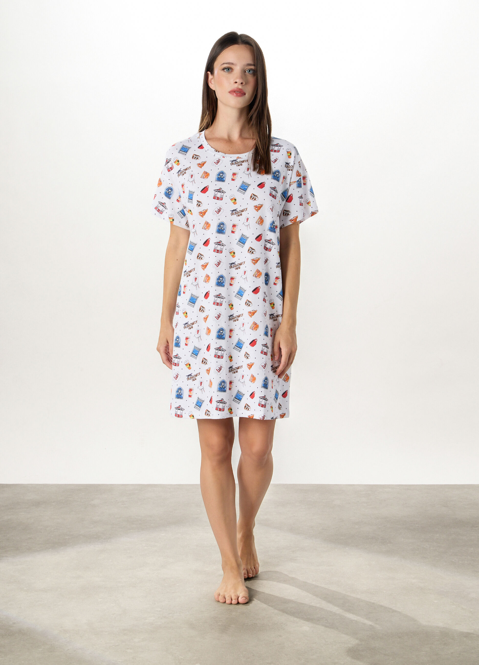 Camicia da notte maxi t-shirt in puro cotone donna