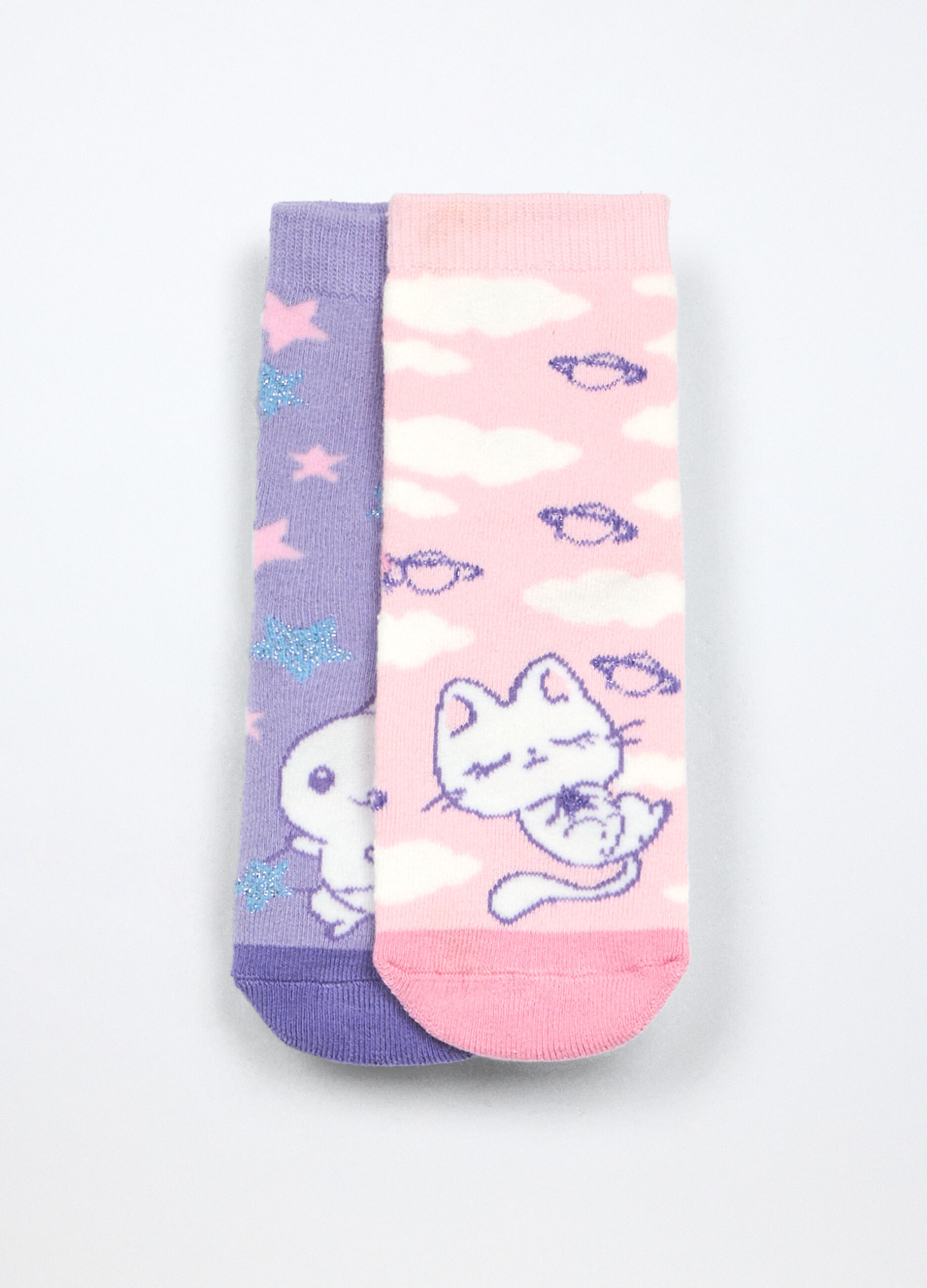 Pack 2 calze antiscivolo misto cotone bambina