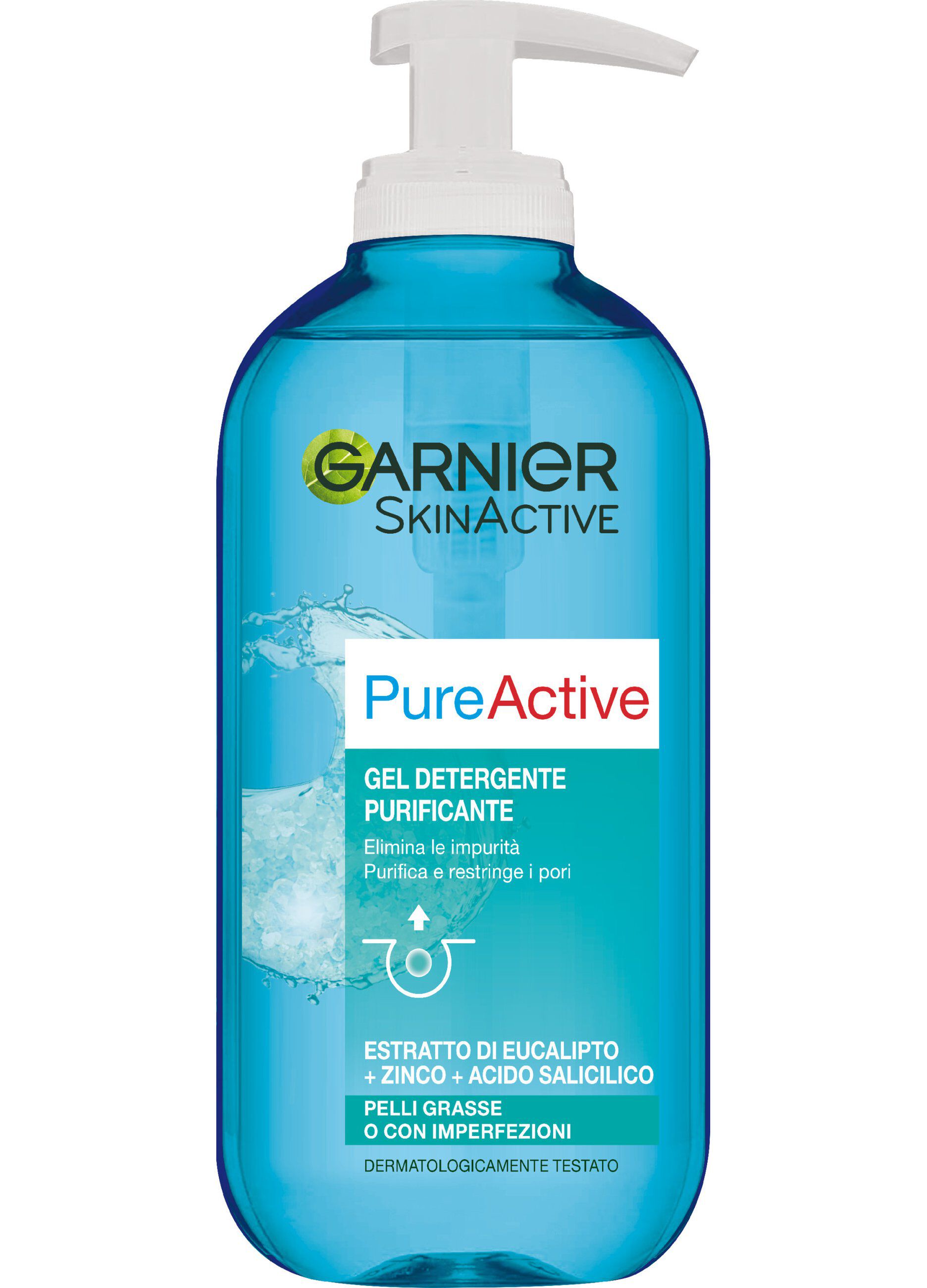 Garnier Gel Detergente Pure Active, Gel detergente purificante quotidiano per pelli miste-con Imperfezioni, 200 ml.