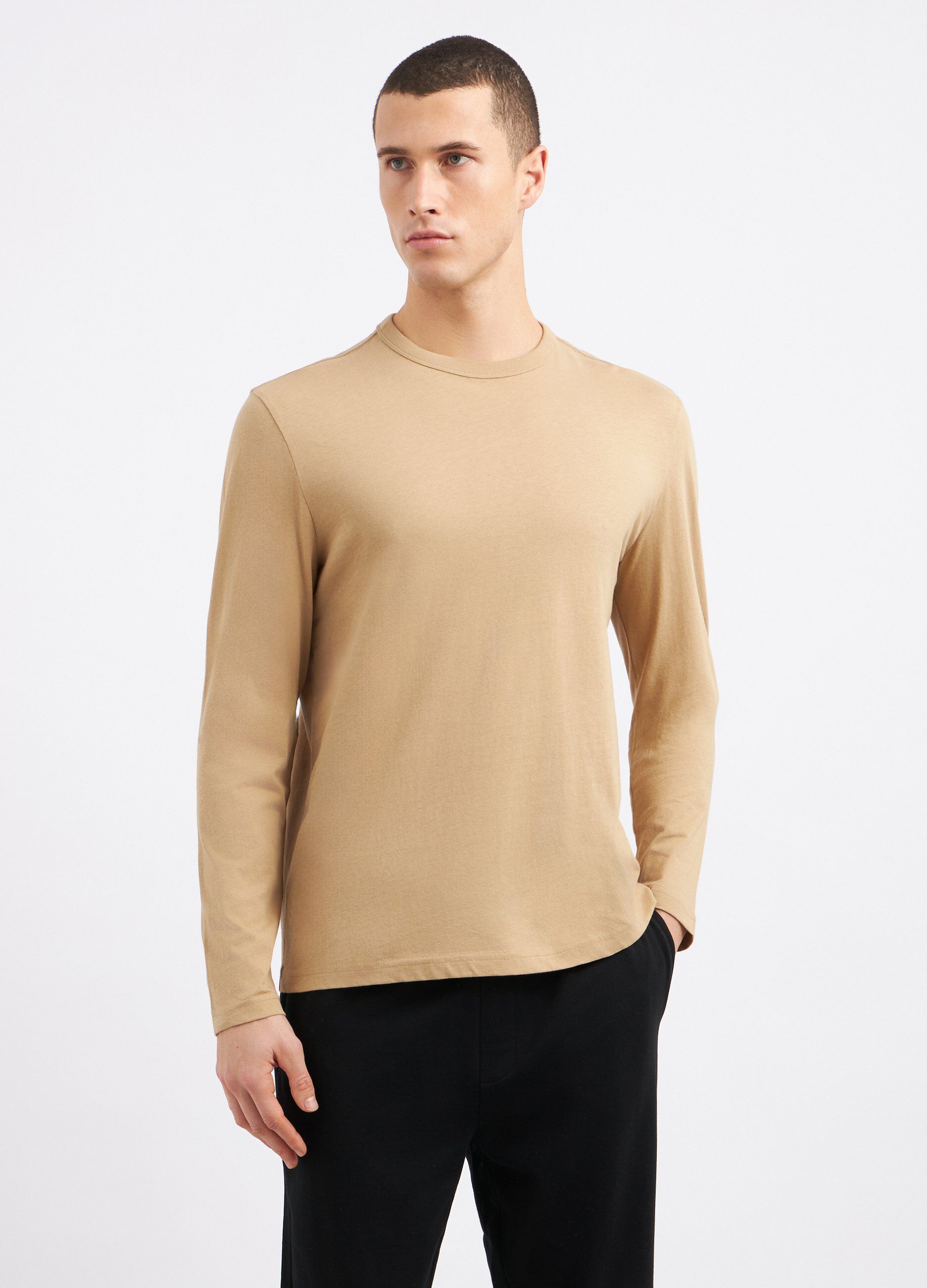 T-shirt in puro cotone a maniche lunghe uomo