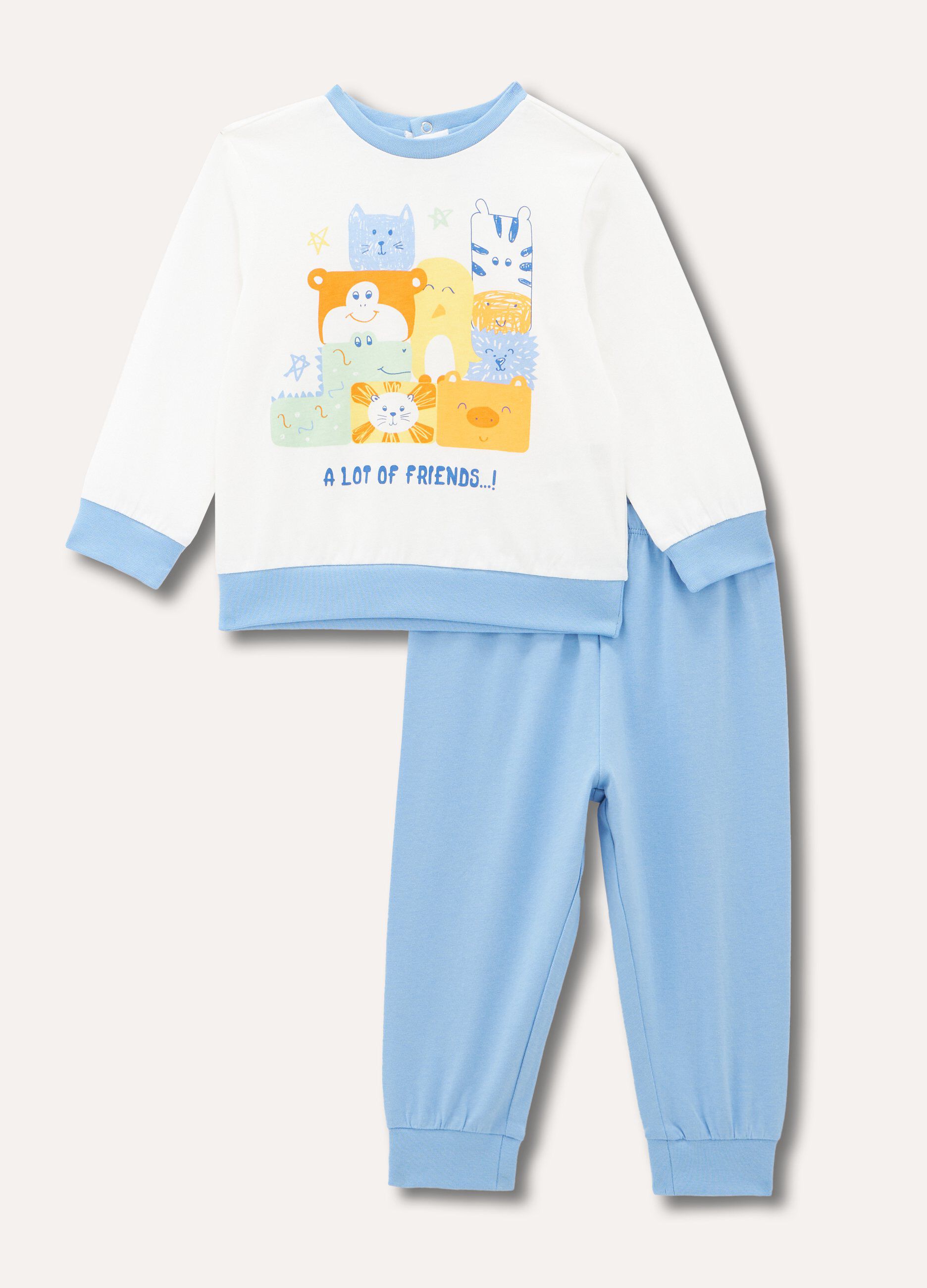 Set pigiama lungo in puro cotone neonato