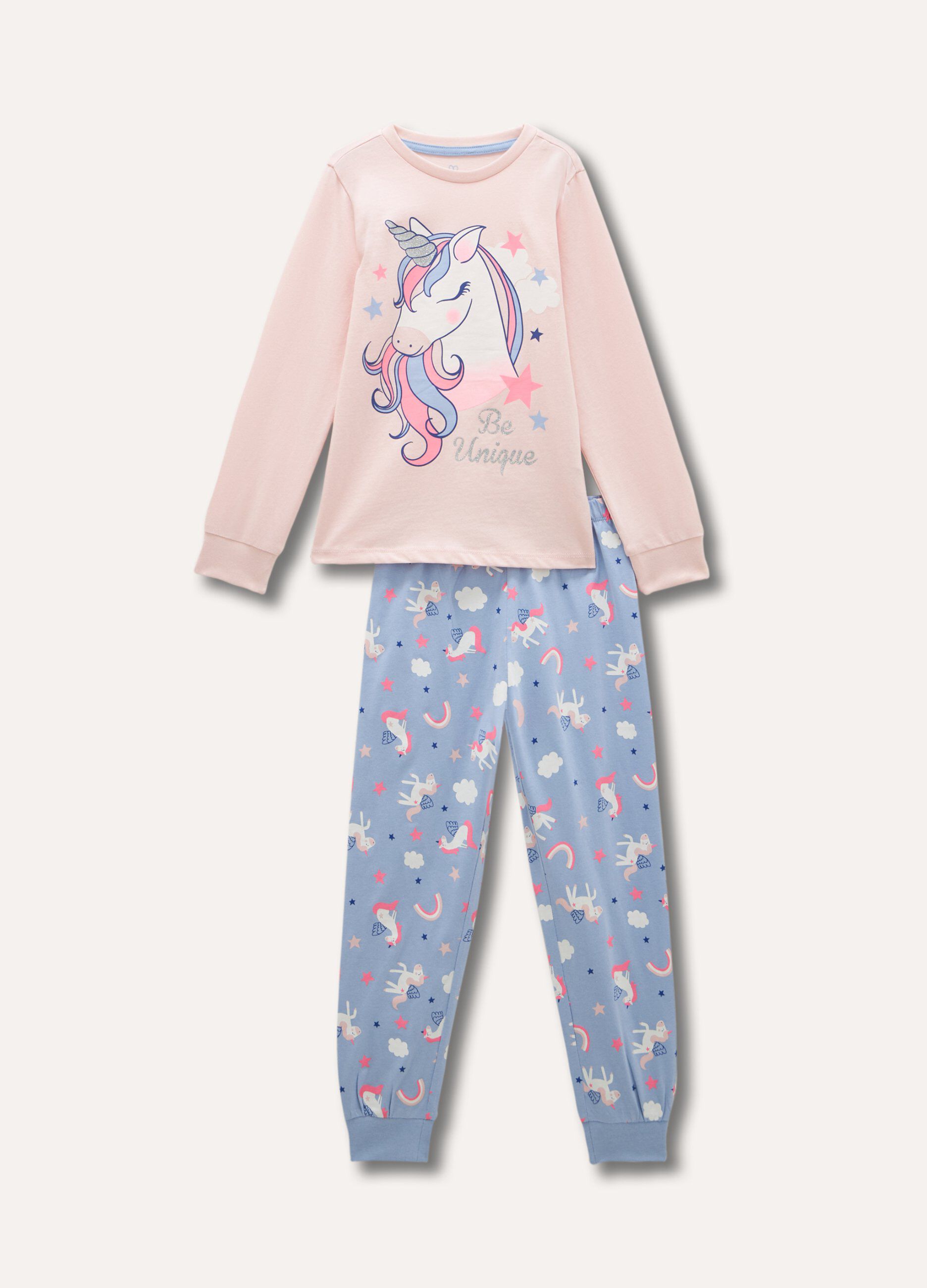 Pigiama lungo in puro cotone bambina