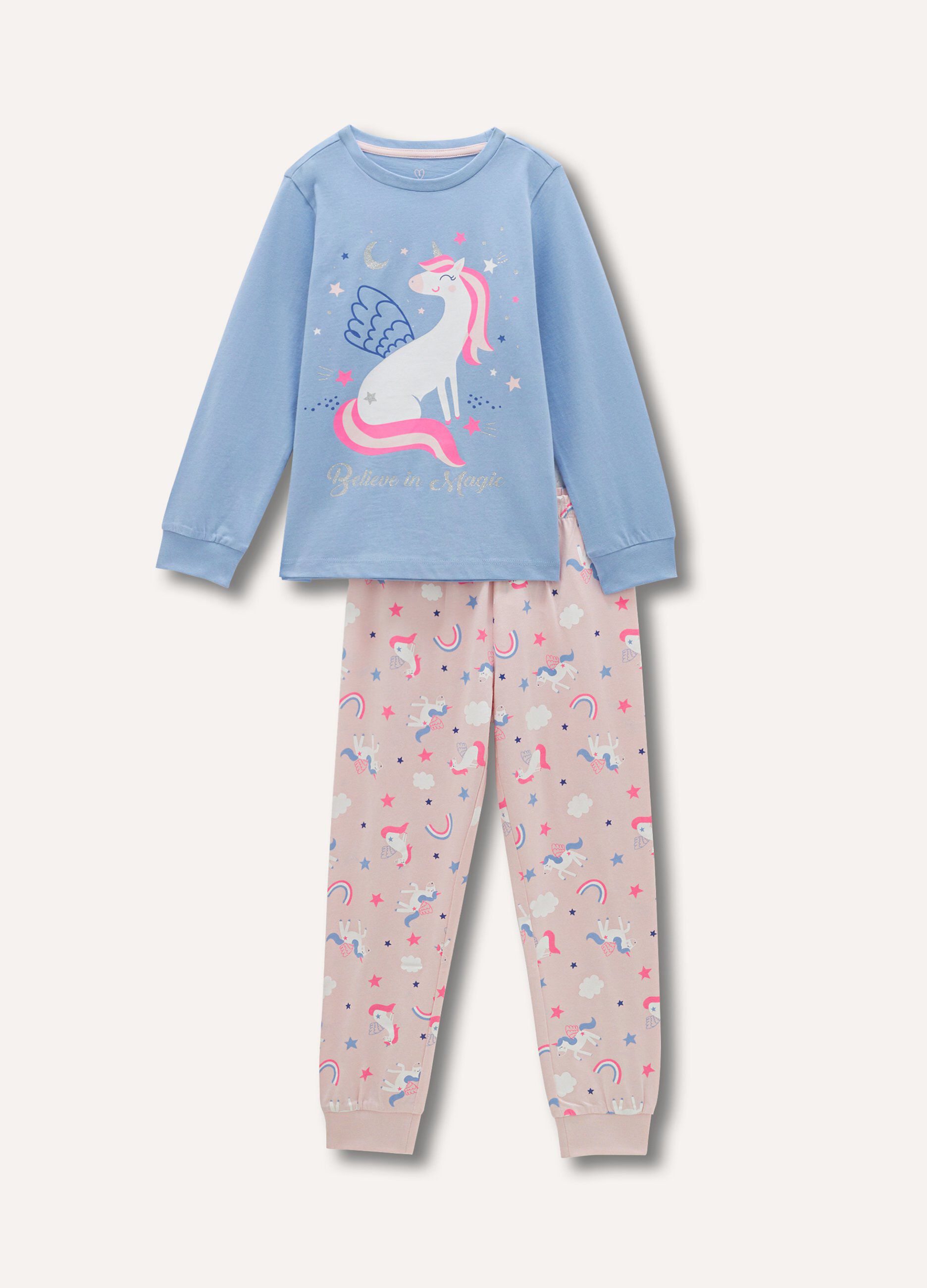Pigiama lungo in puro cotone bambina
