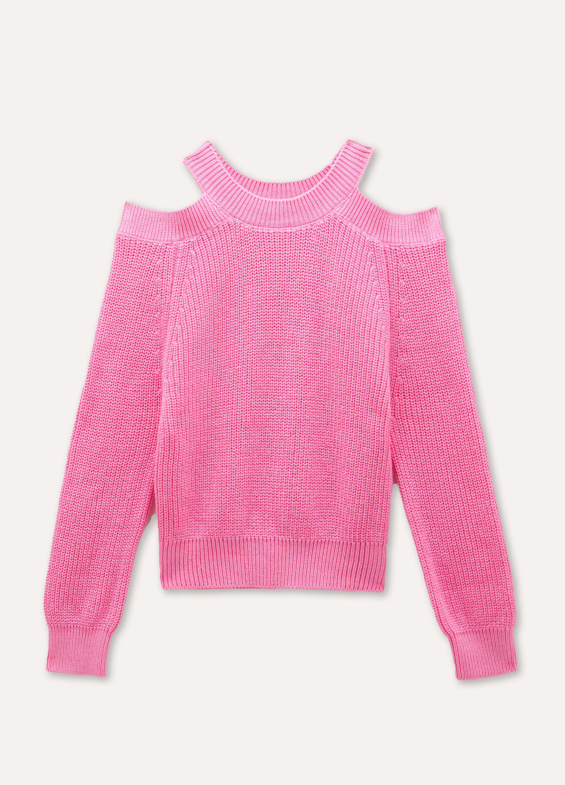 Tricot con cut out su spalle in puro cotone ragazza