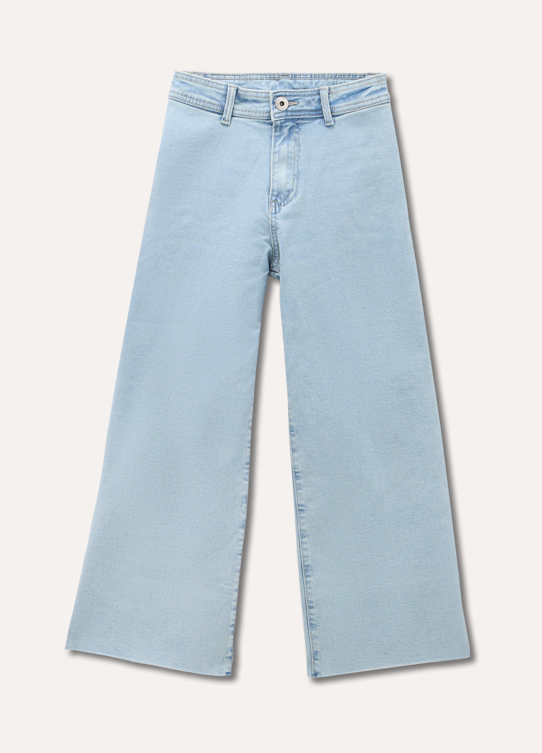 Jeans in cotone stretch wide leg ragazza