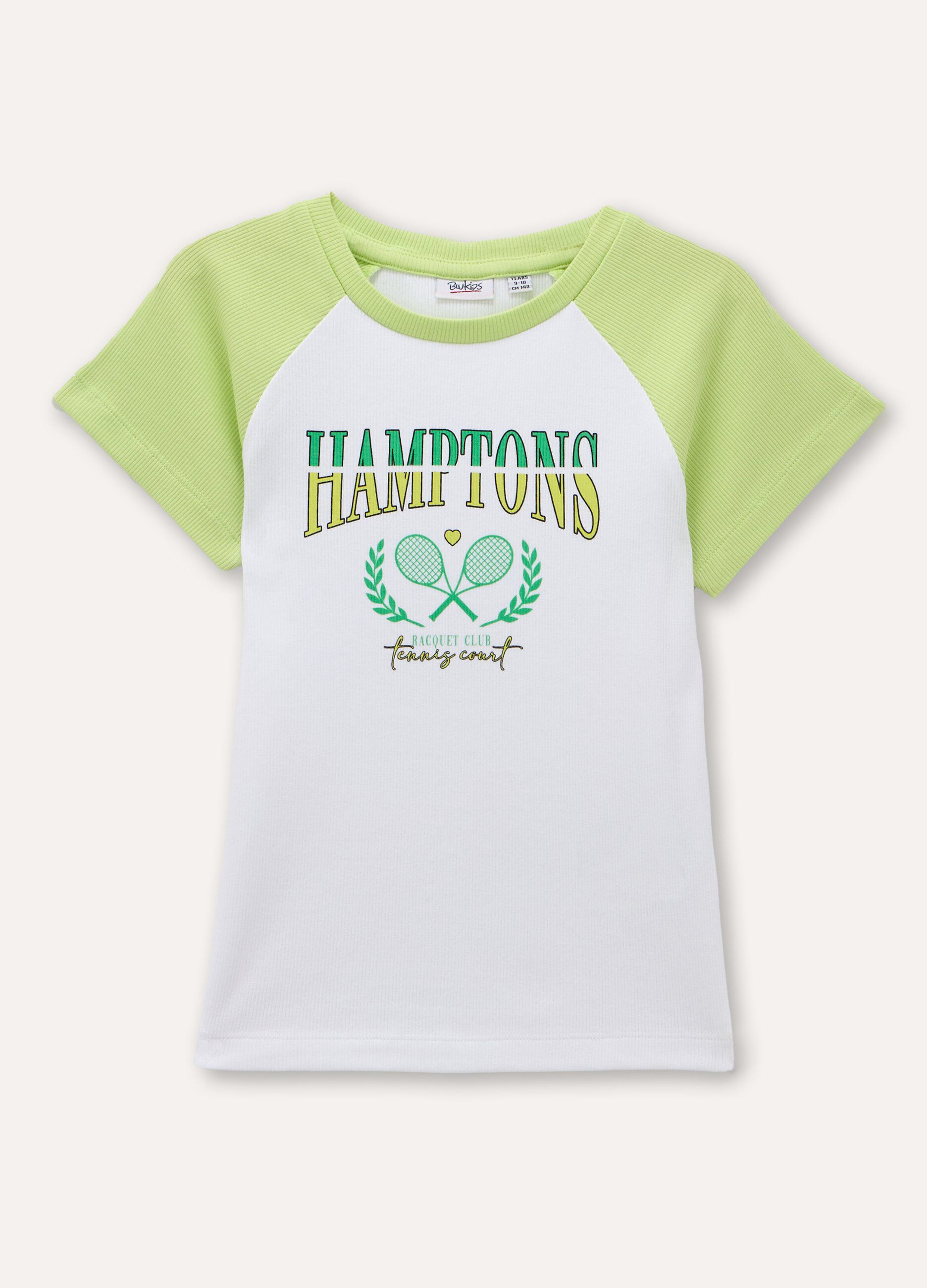 T-shirt in costina di cotone stretch ragazza