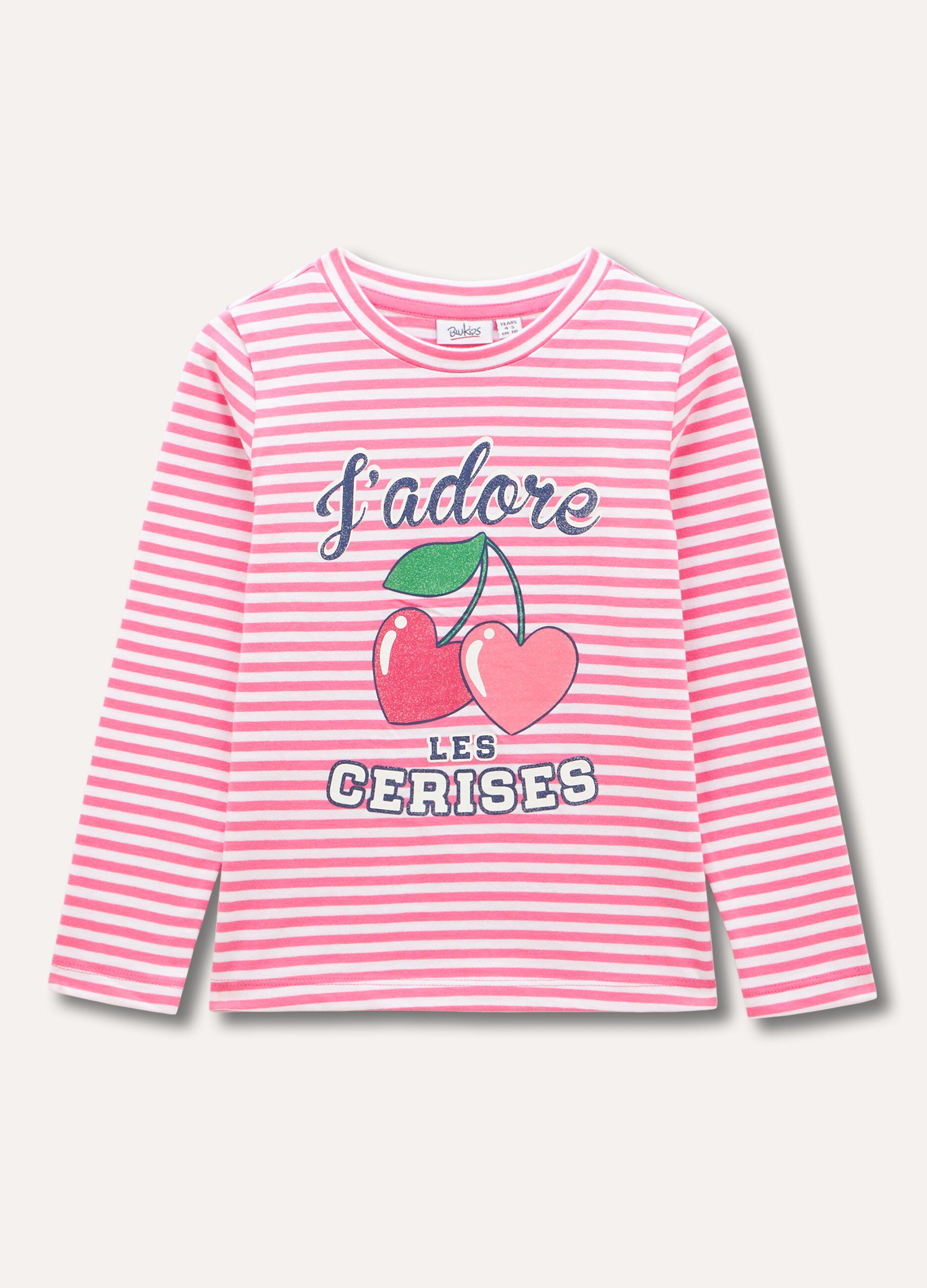 T-shirt rigata in puro cotone bambina