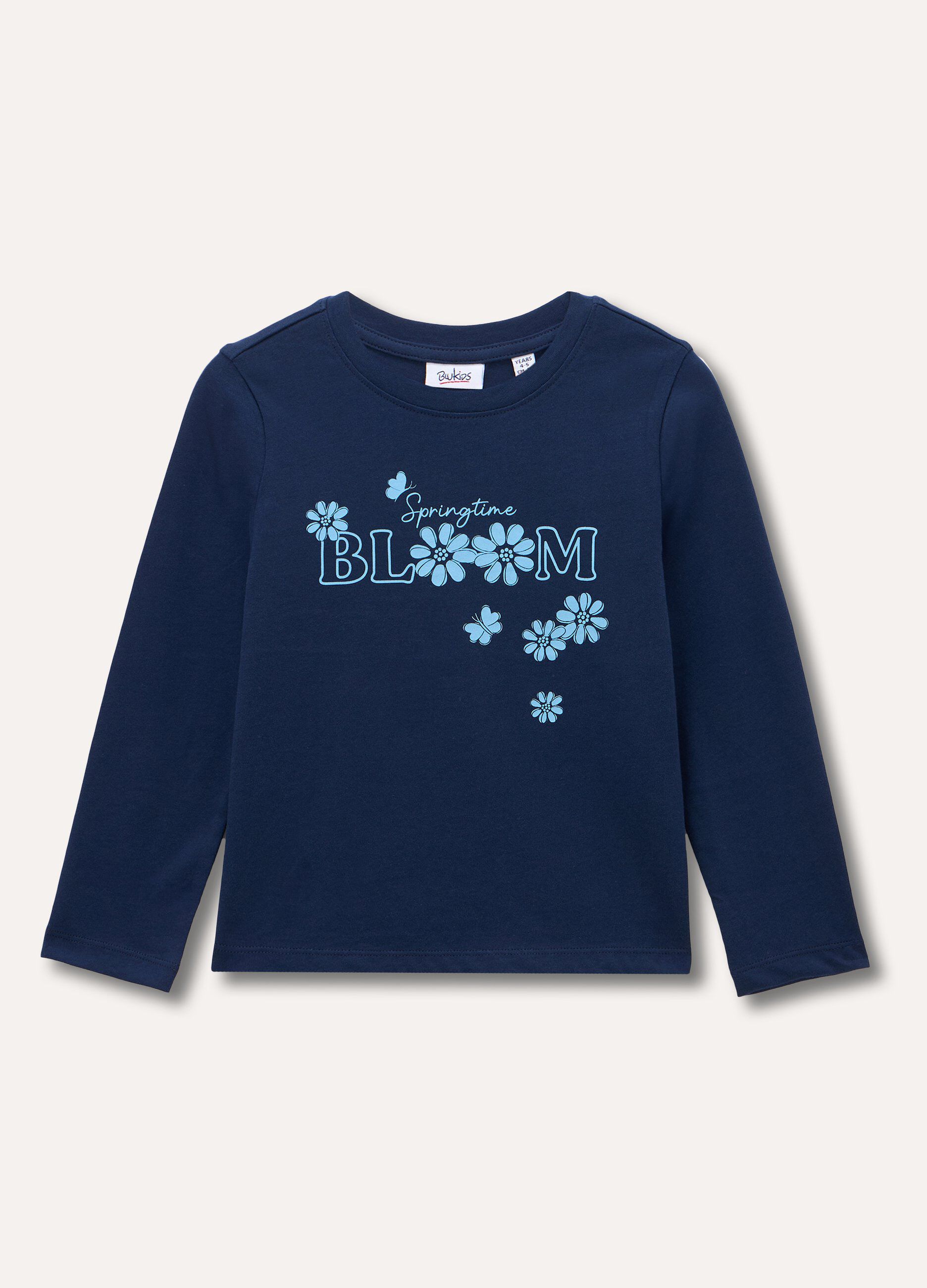 T-shirt a manica lunga in puro cotone bambina