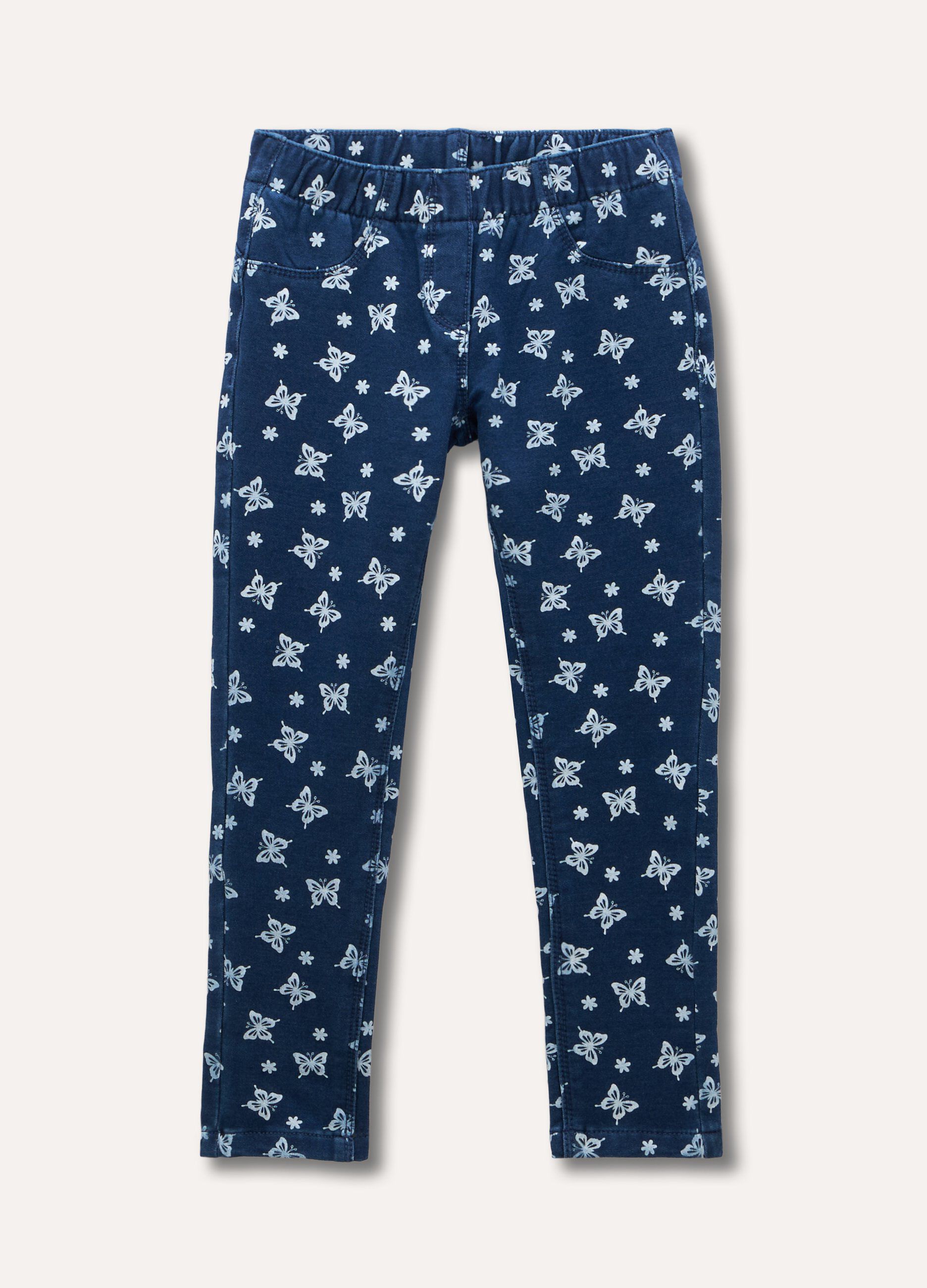 Treggings denim stampati bambina